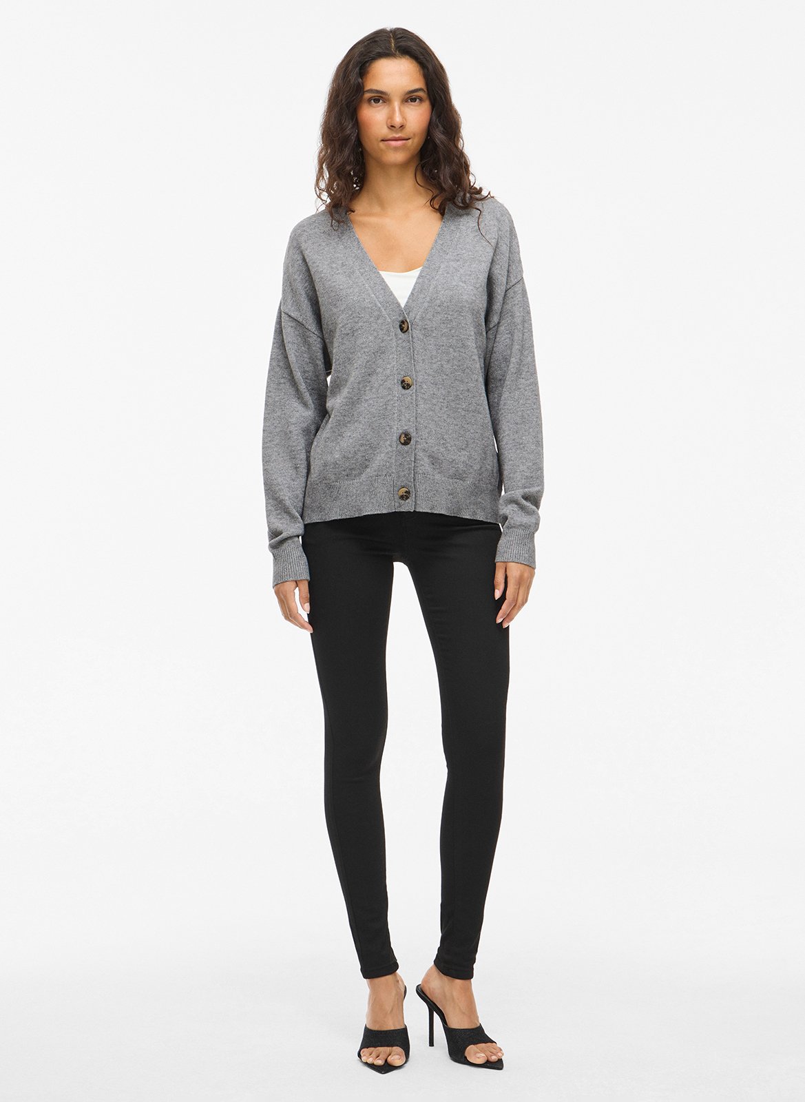 Oversized vest met V-hals in gebreide stof VILA Grijs