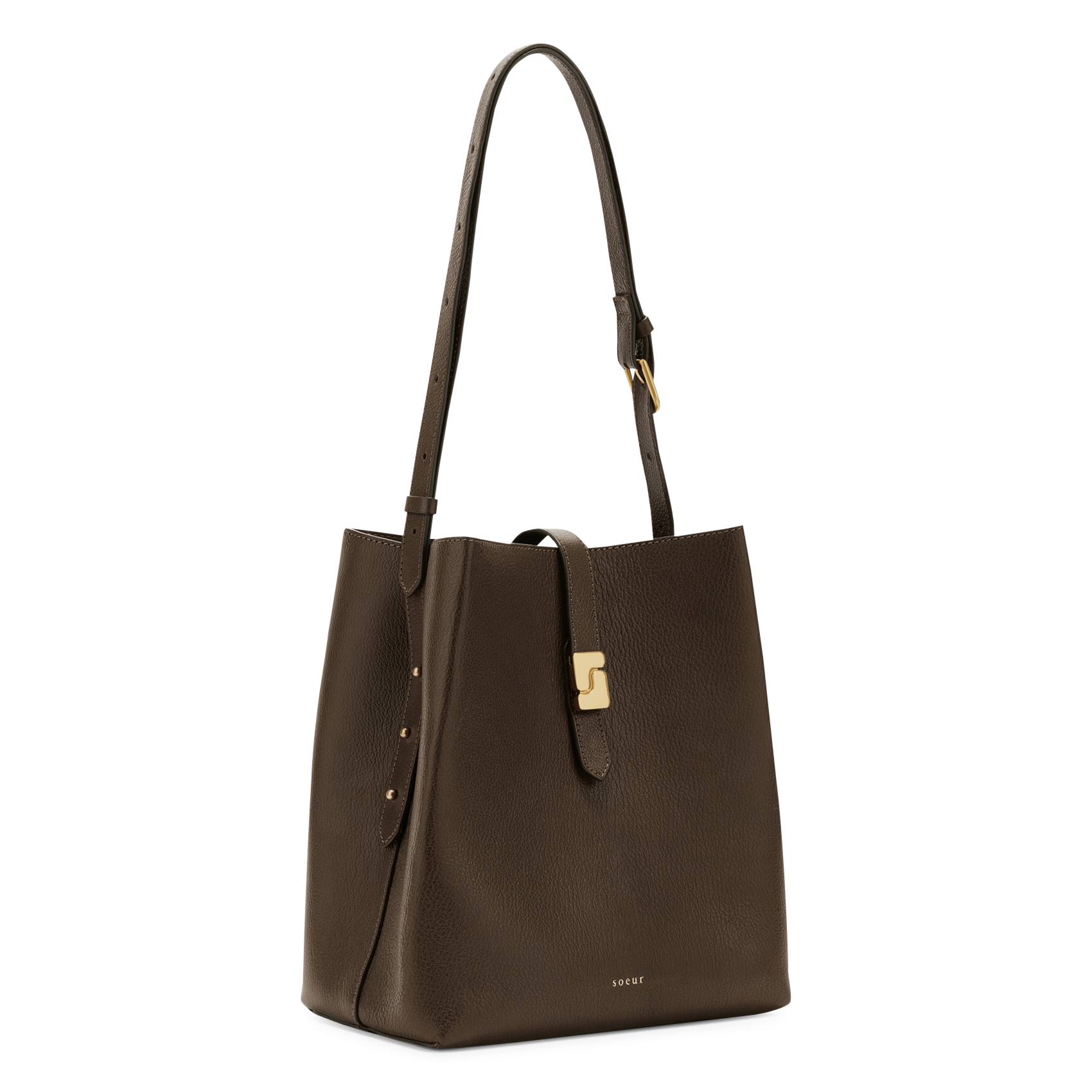Sac porté épaule en cuir SOEUR Khaki