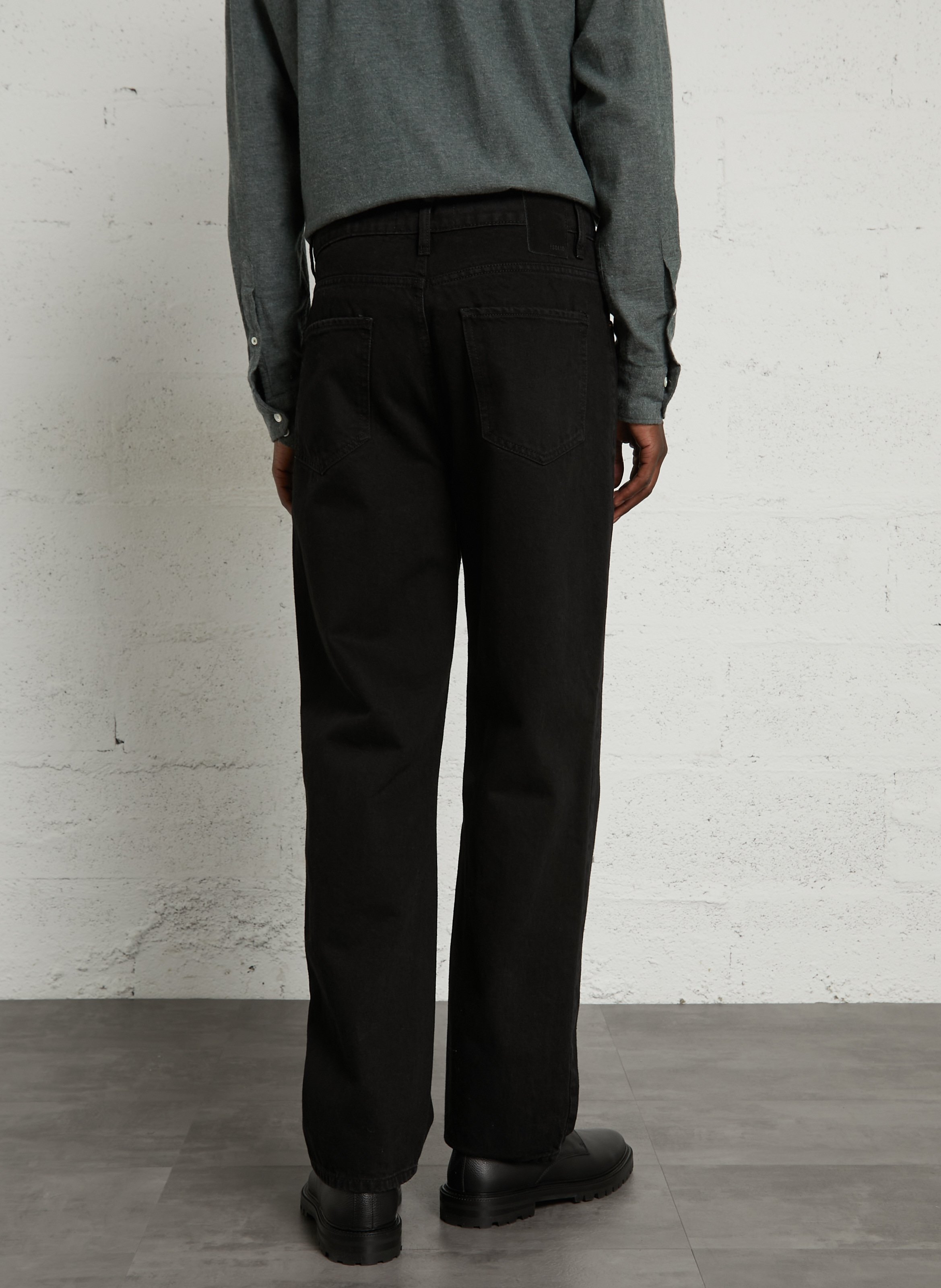 Einfarbige Straight-Jeans mit hohem Bund SOLID Blau