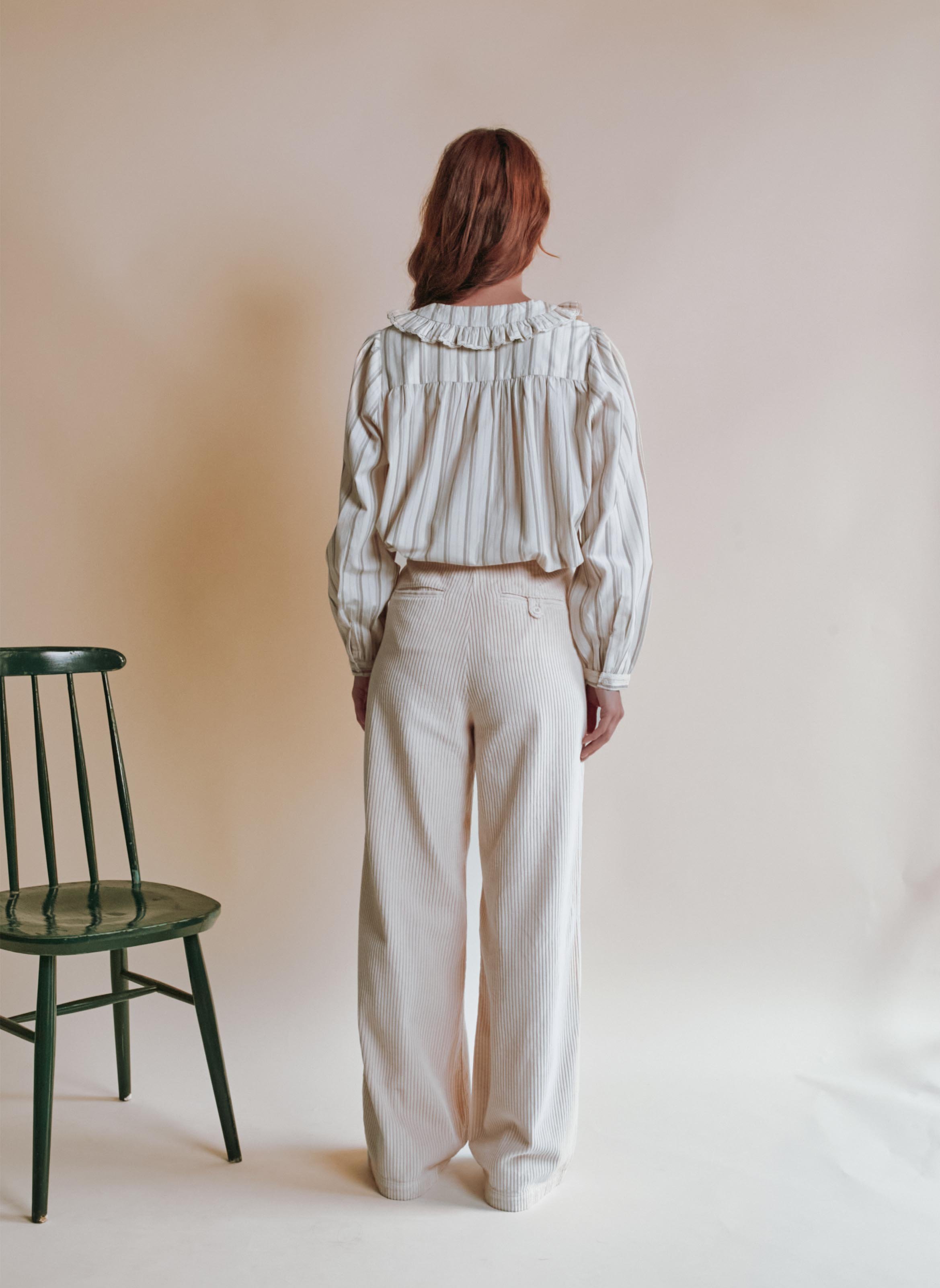 Baumwollbluse mit Rundhalskragen EMILE ET IDA Beige