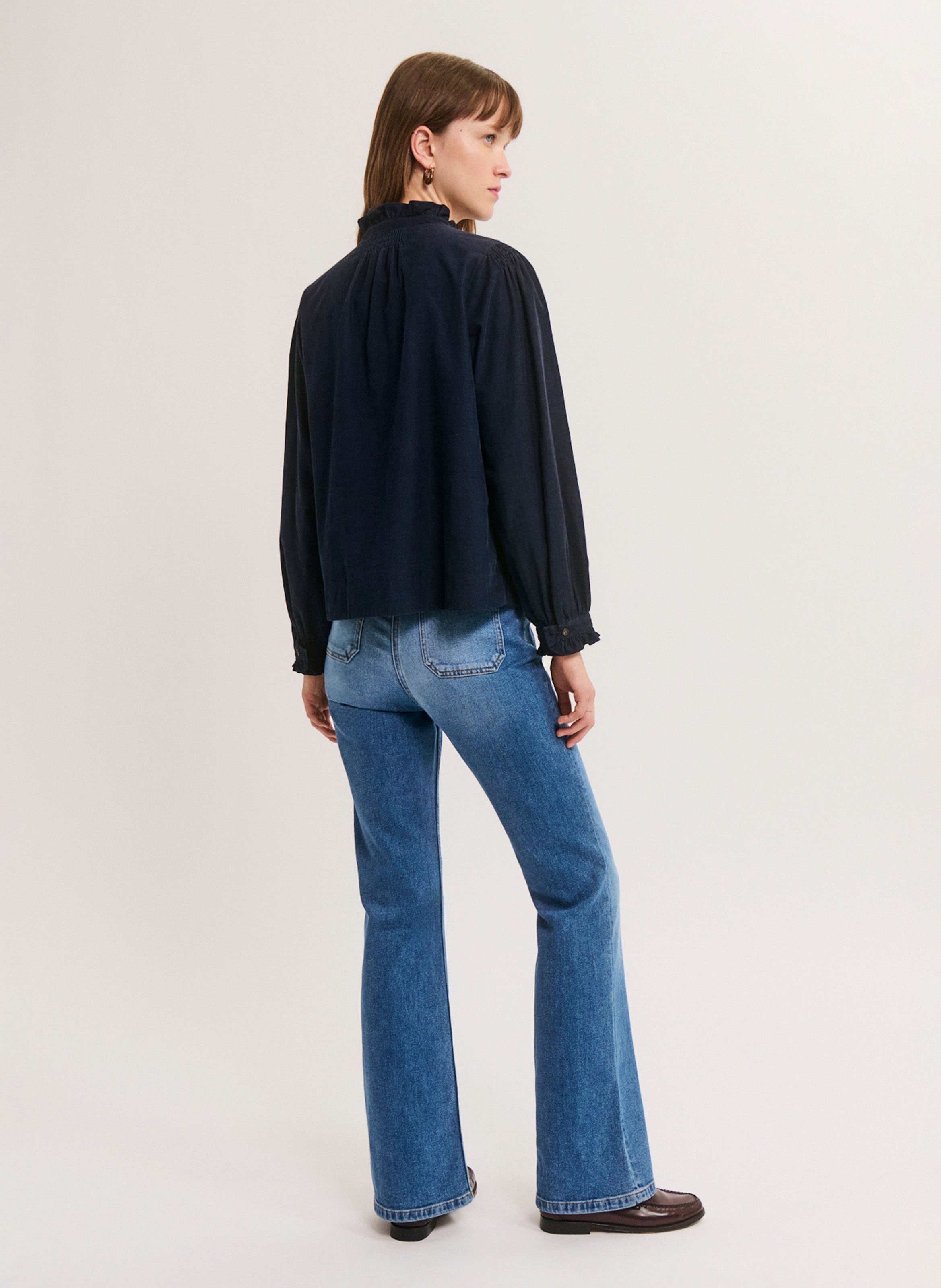 Loose-fit cotton blouse PABLO Blue
