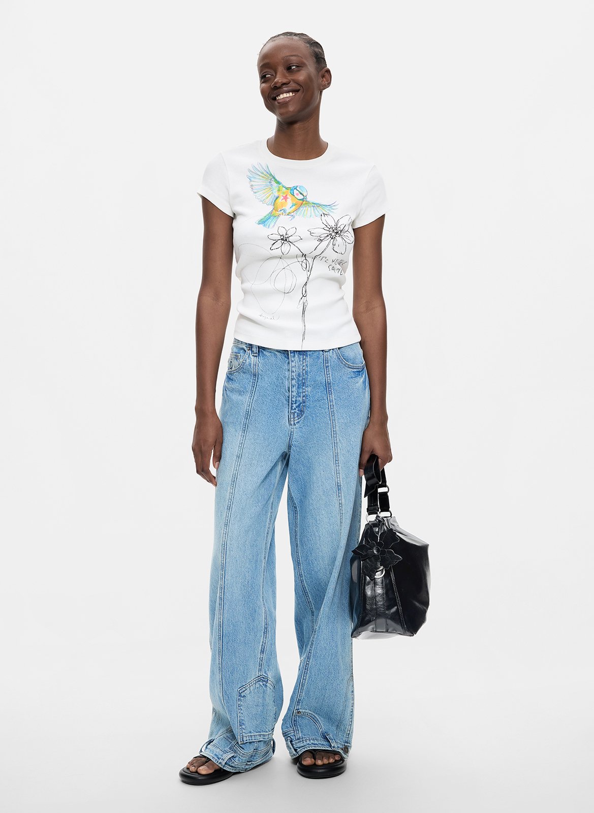Tee-shirt droit col rond imprimé DESIGUAL Blanc