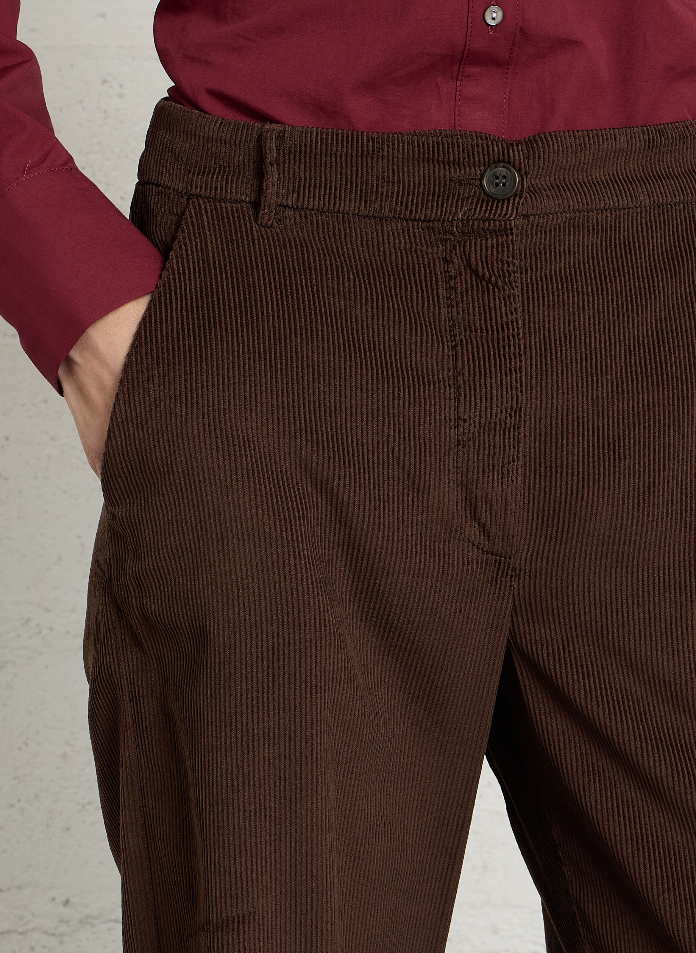 Pantalon large en velours côtelé HARTFORD Marron