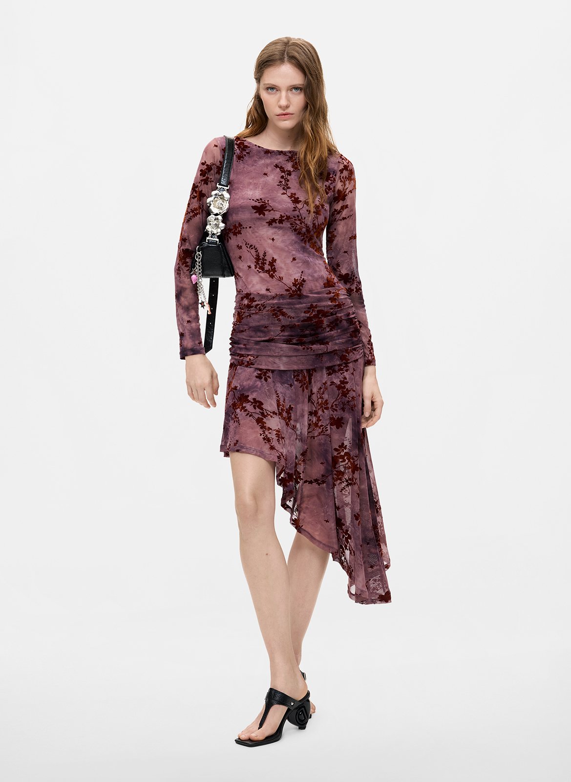 Short asymmetric round-neck dress DESIGUAL Red