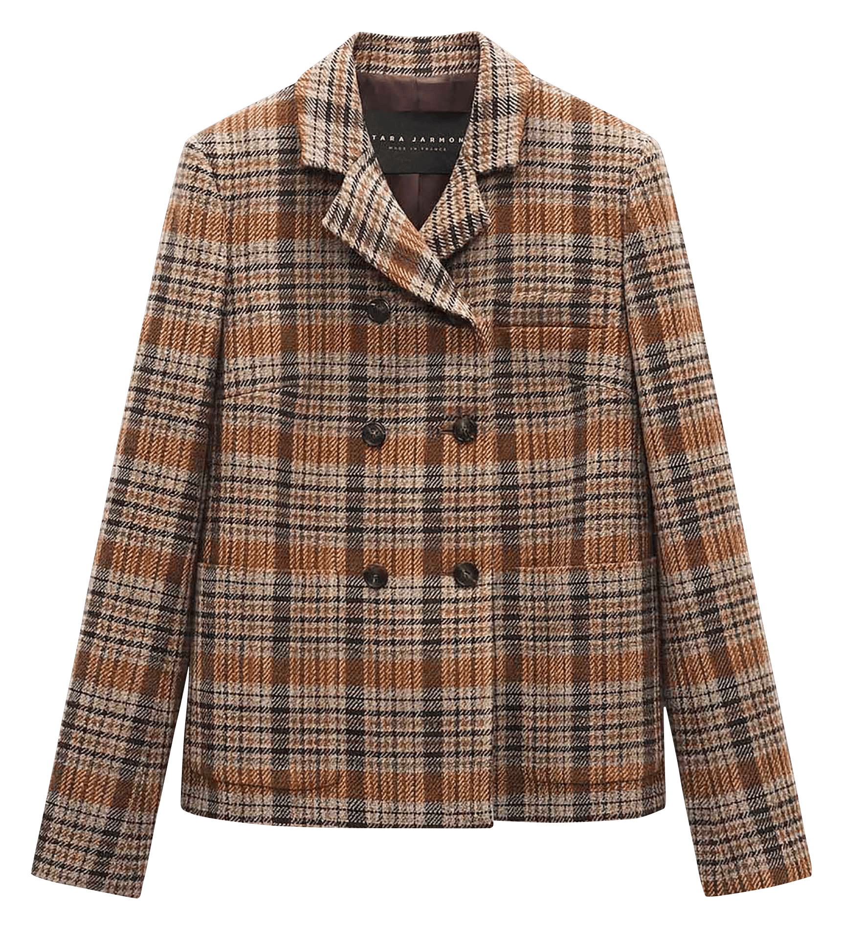 Straight-cut check jacket TARA JARMON Brown