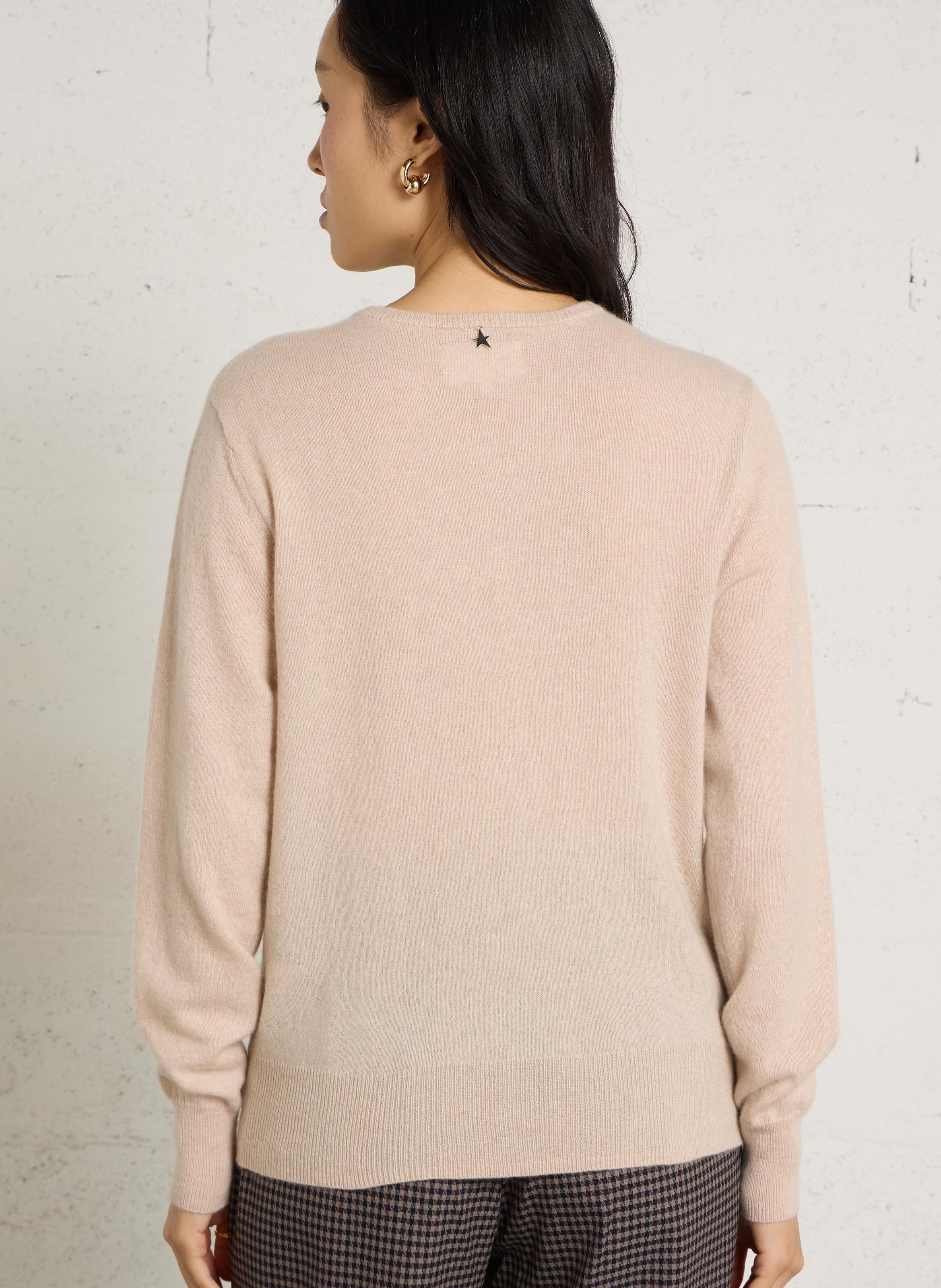 Rechte ronde hals kasjmier vest SUD EXPRESS Beige