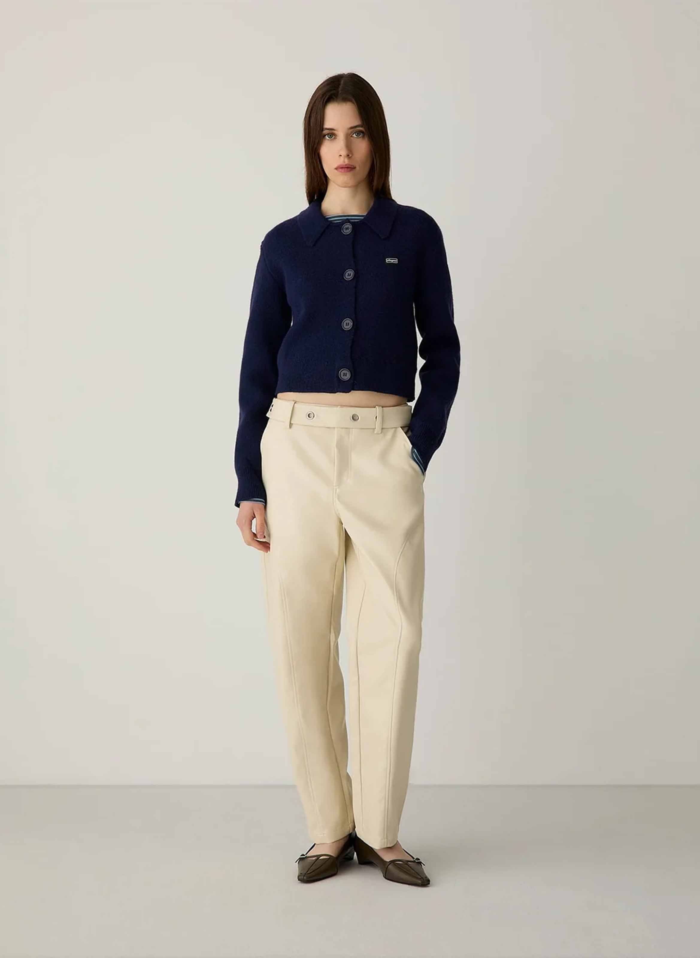 Short plain straight-cut cardigan LAAGAM Blue