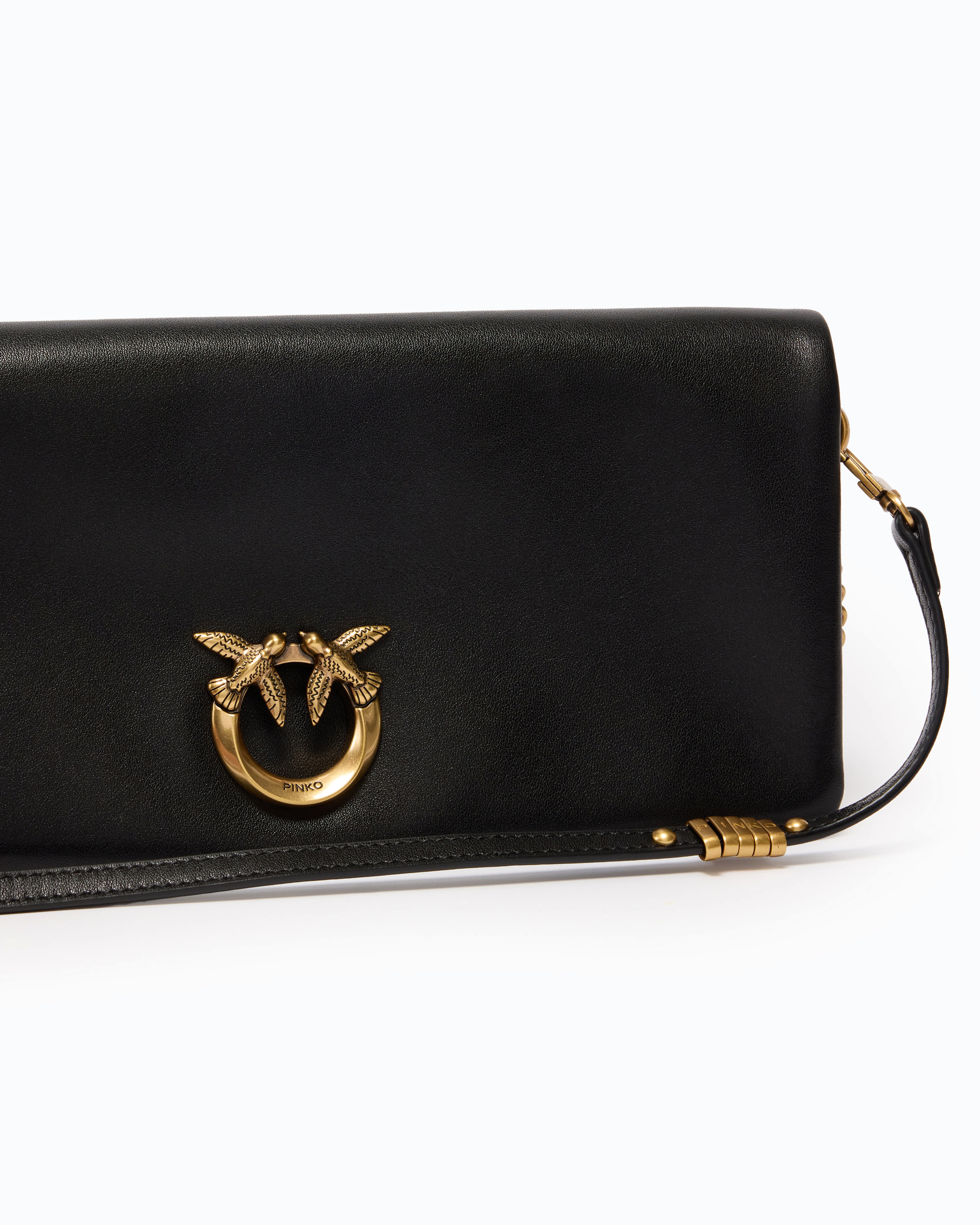 Pochette à bandoulière moyenne love bag click soft horizontal en cuir PINKO Noir