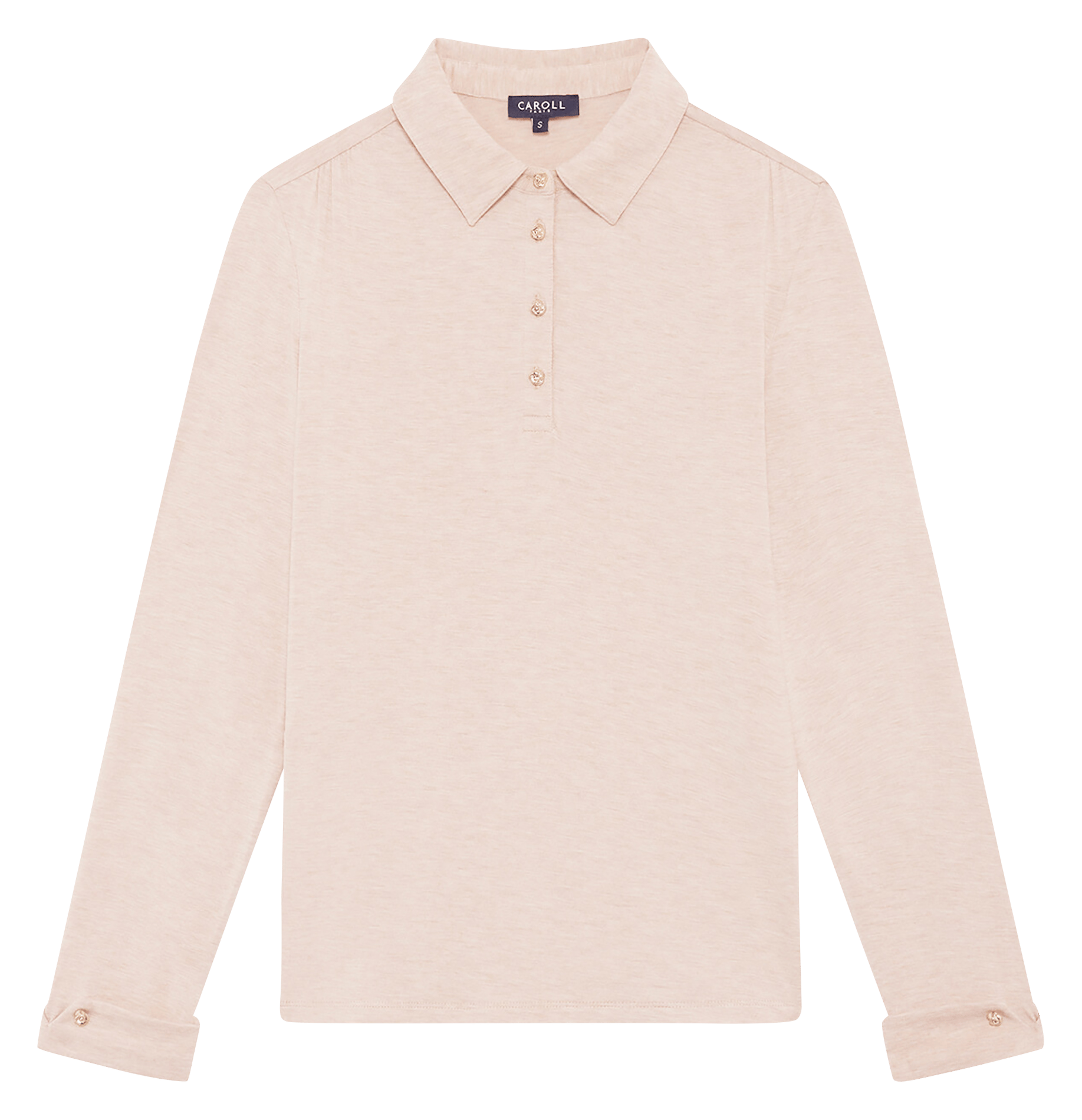 Plain buttoned T-shirt CAROLL Beige