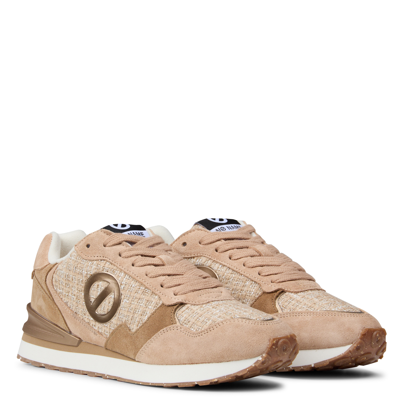 Baskets bi-matières en cuir suédé NO NAME Beige