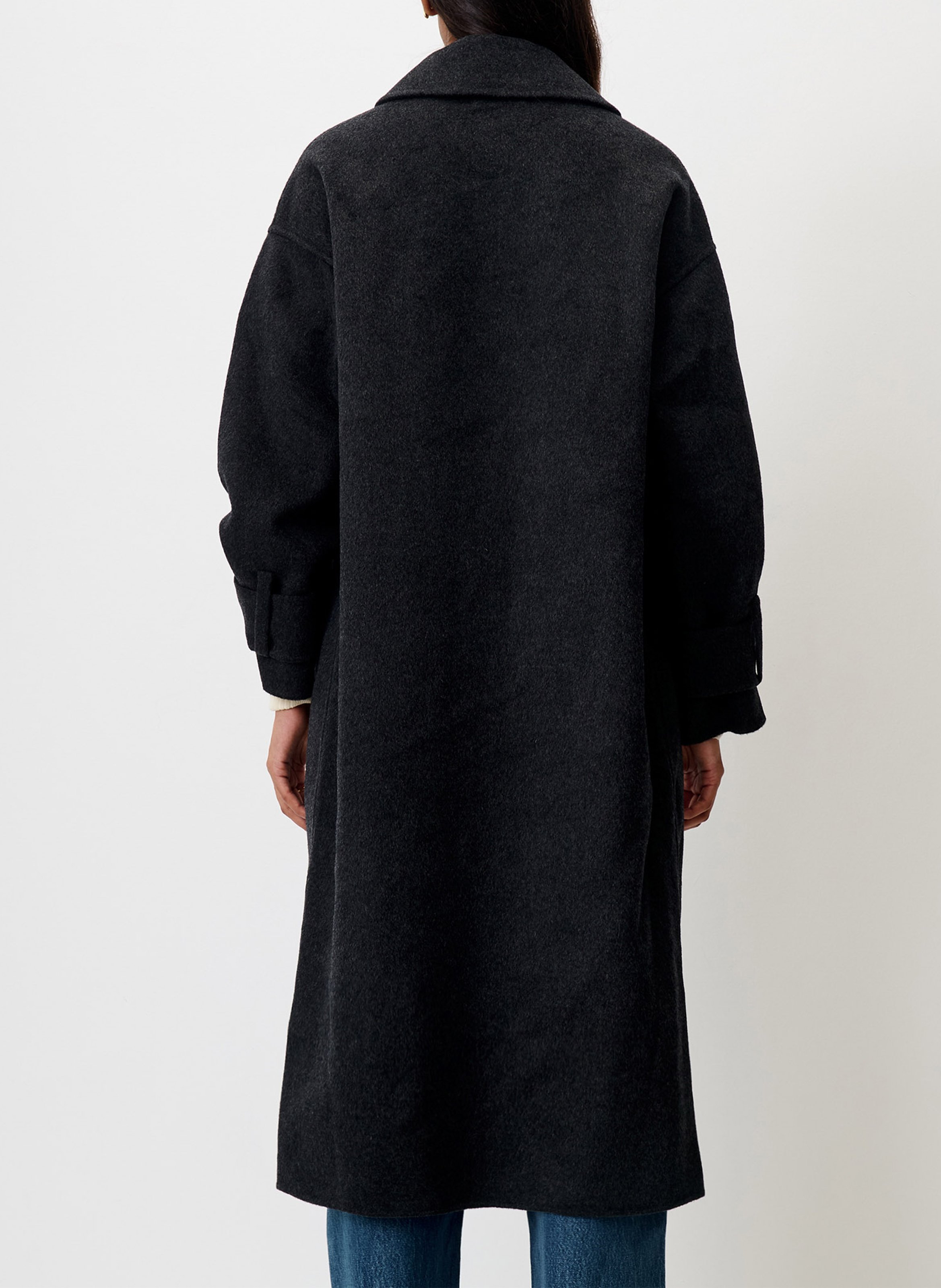 Langer Mantel aus Wollmix mit Gürtel SESSUN Grau