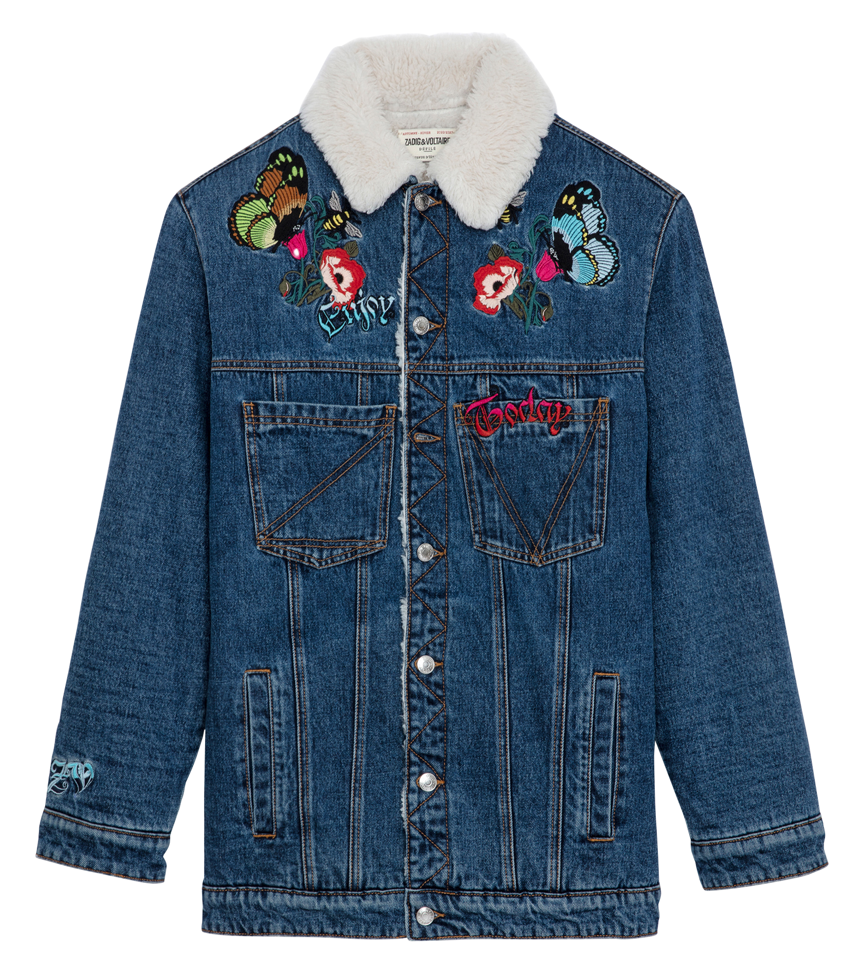 Veste En Jean Col Classique Brodée En Coton Light Blue Zadig&voltaire ...