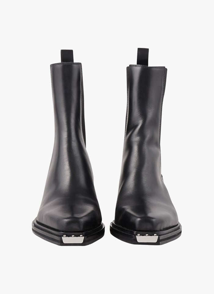 Bottines bout pointu en cuir Noir