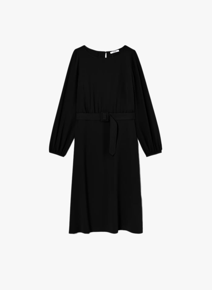 Black boat sales neck midi dress