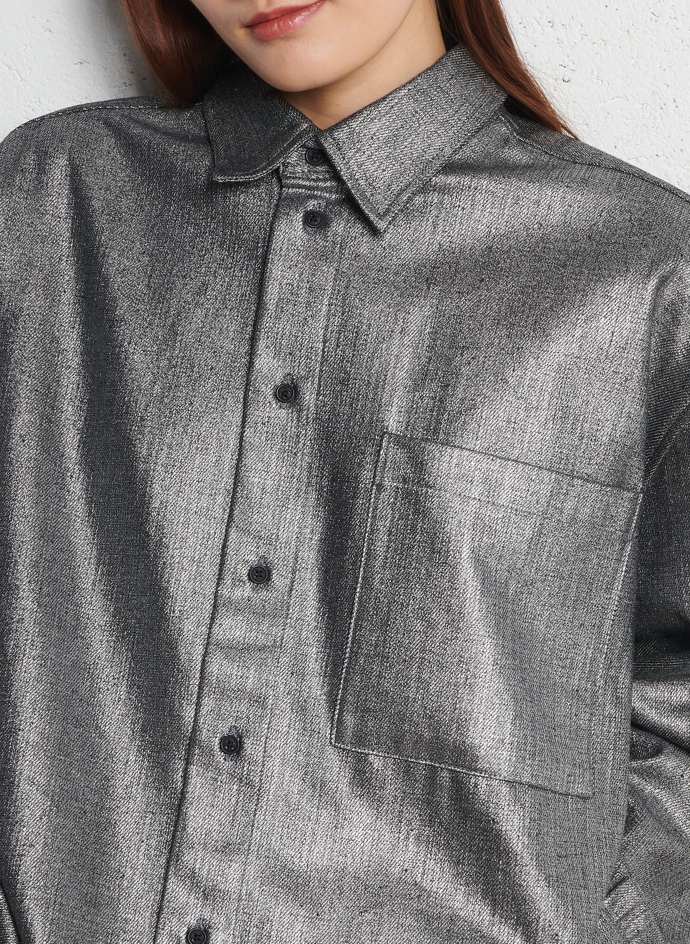 Wijdvallende glinsterende blouse COLLECTORS CLUB Zilver