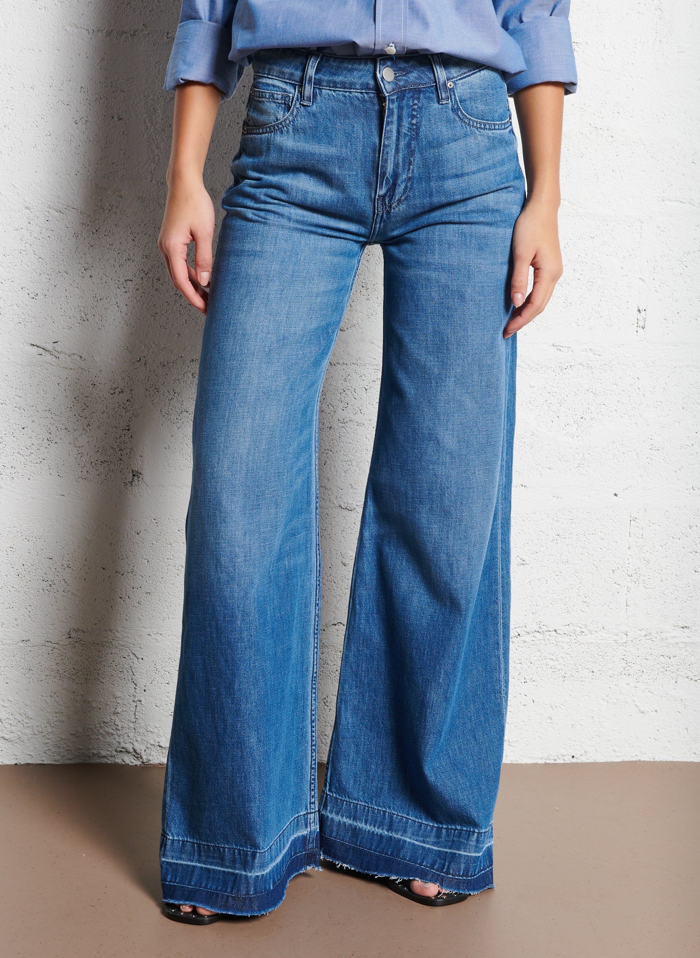 Katoenen, flared jeans met hoge taille ACQUAVERDE Blauw