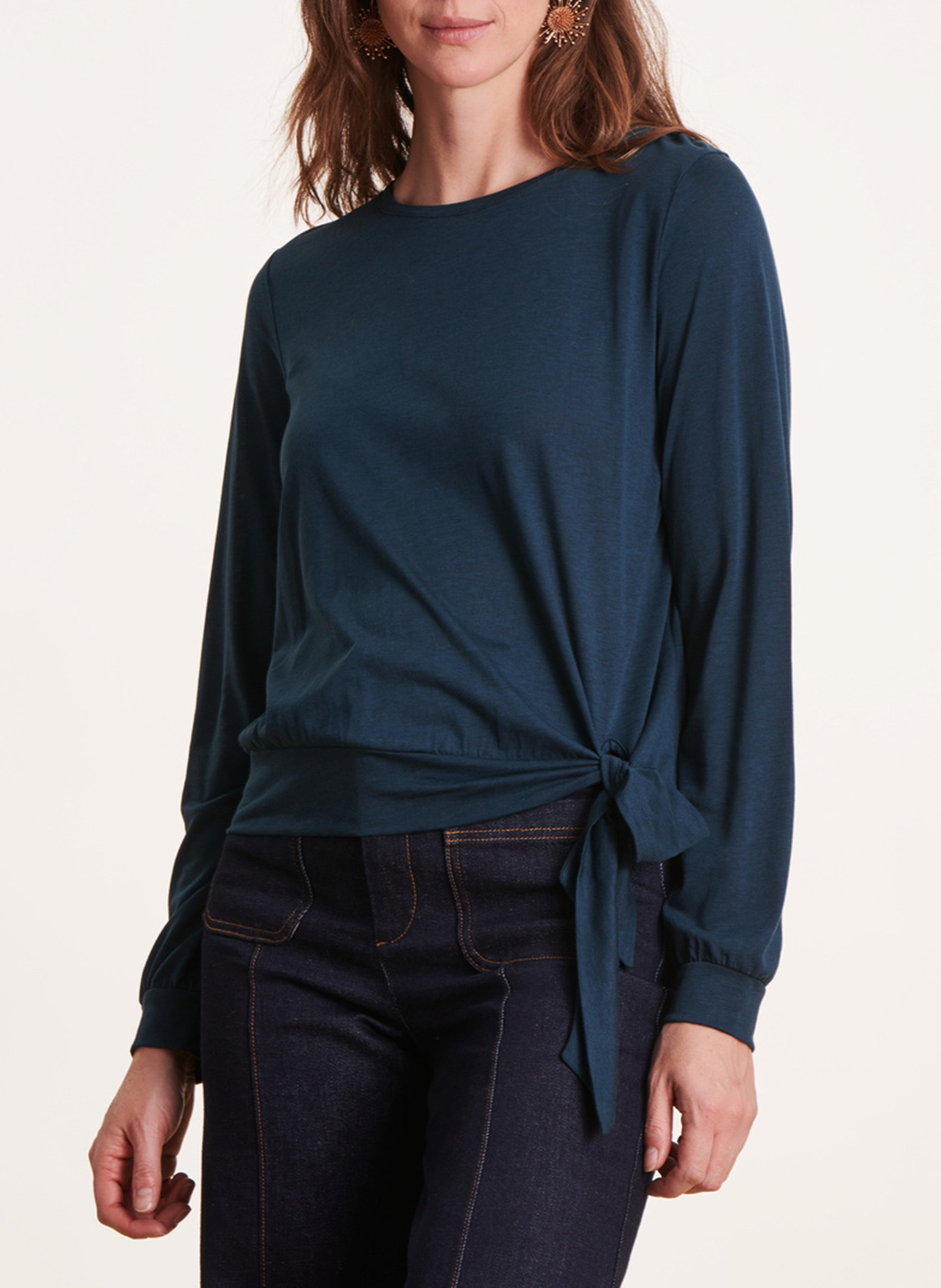 Long-sleeved round-neck T-shirt LA FEE MARABOUTEE Blue