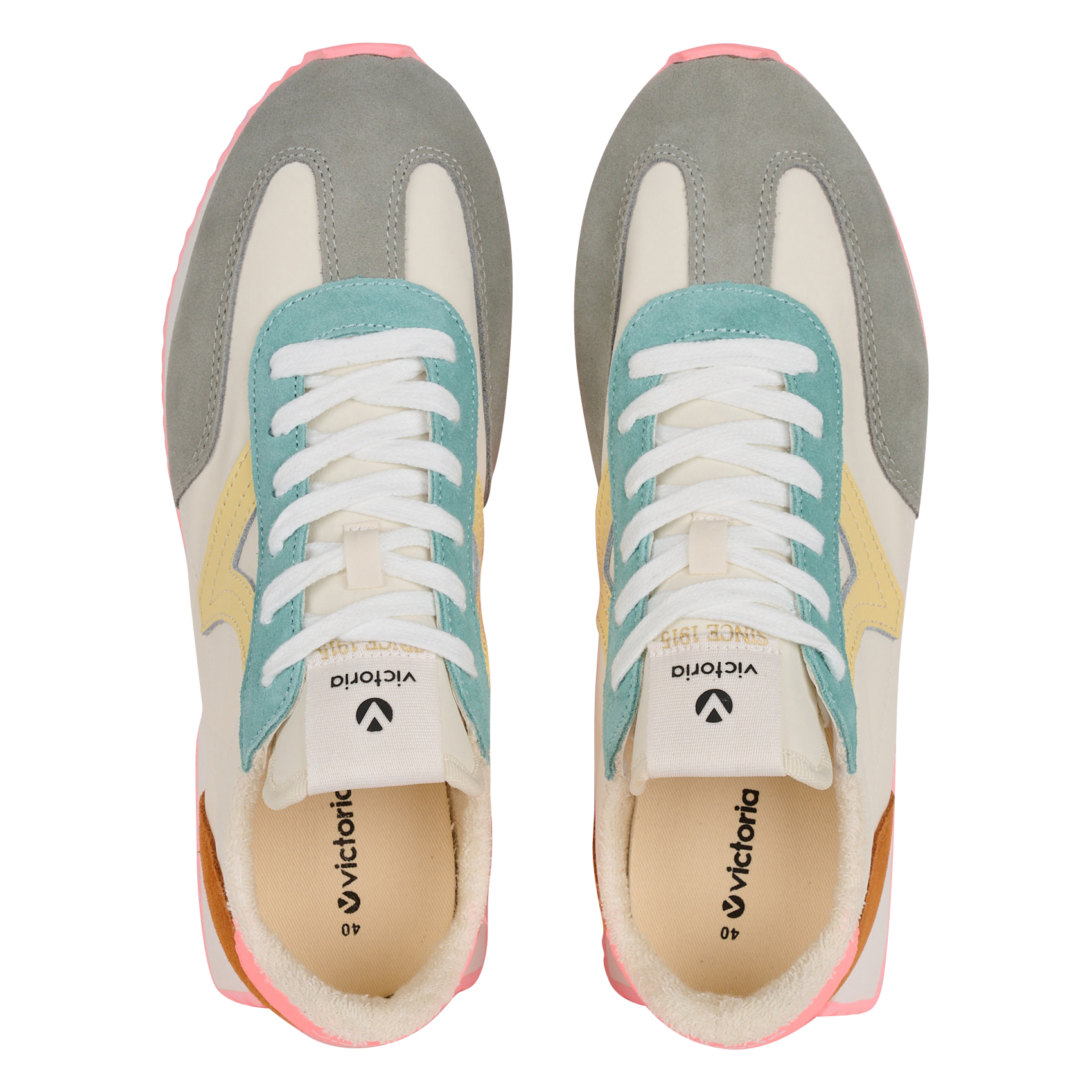 Baskets basse en cuir mélangé VICTORIA Rose