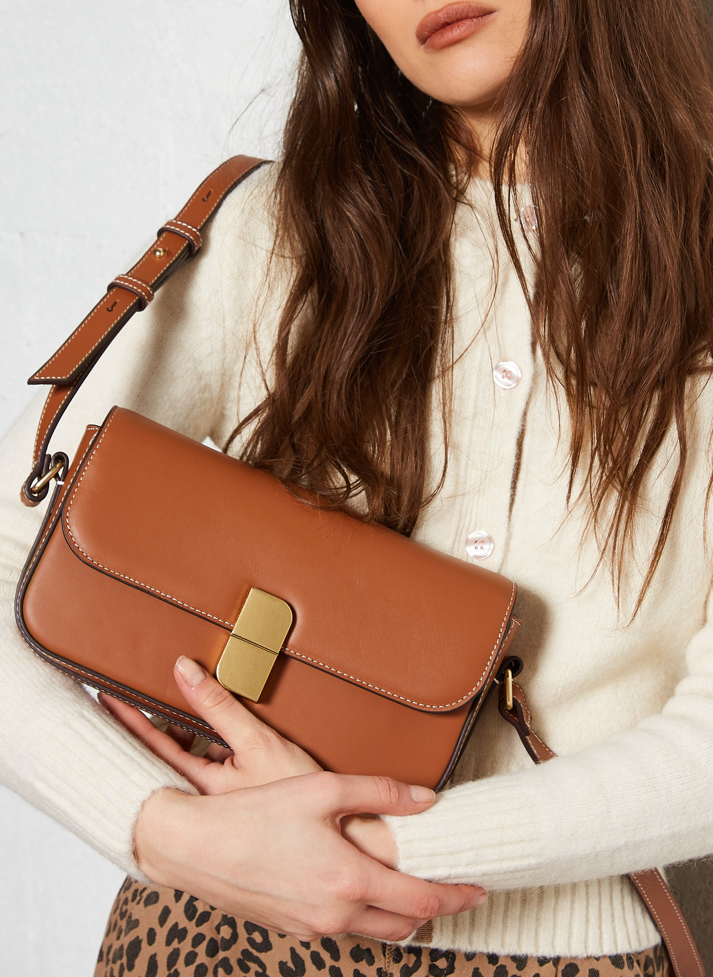 Sac baguette en cuir  NAT & NIN Marron