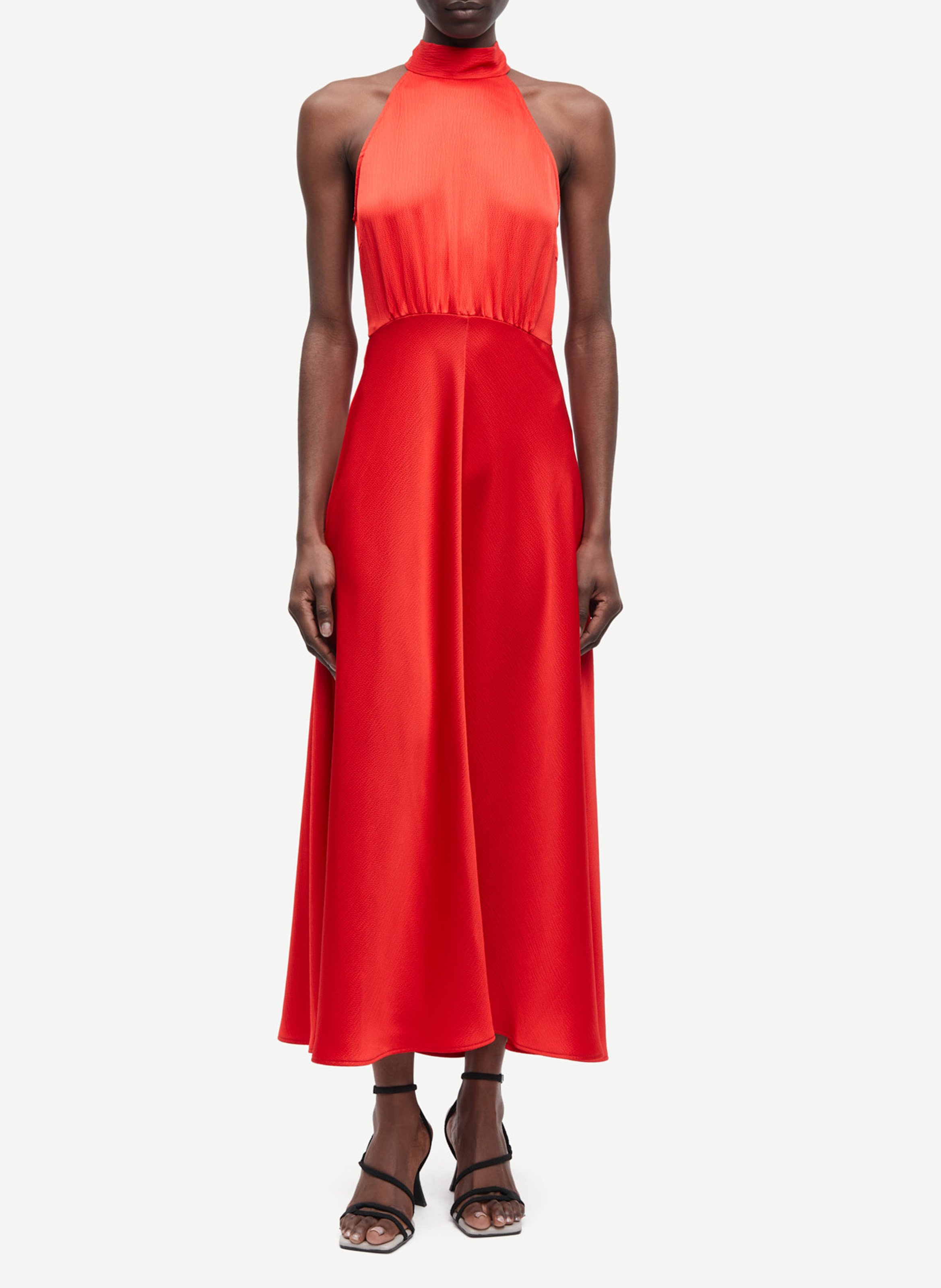 Robe midi satinée SAMSOE SAMSOE Rouge
