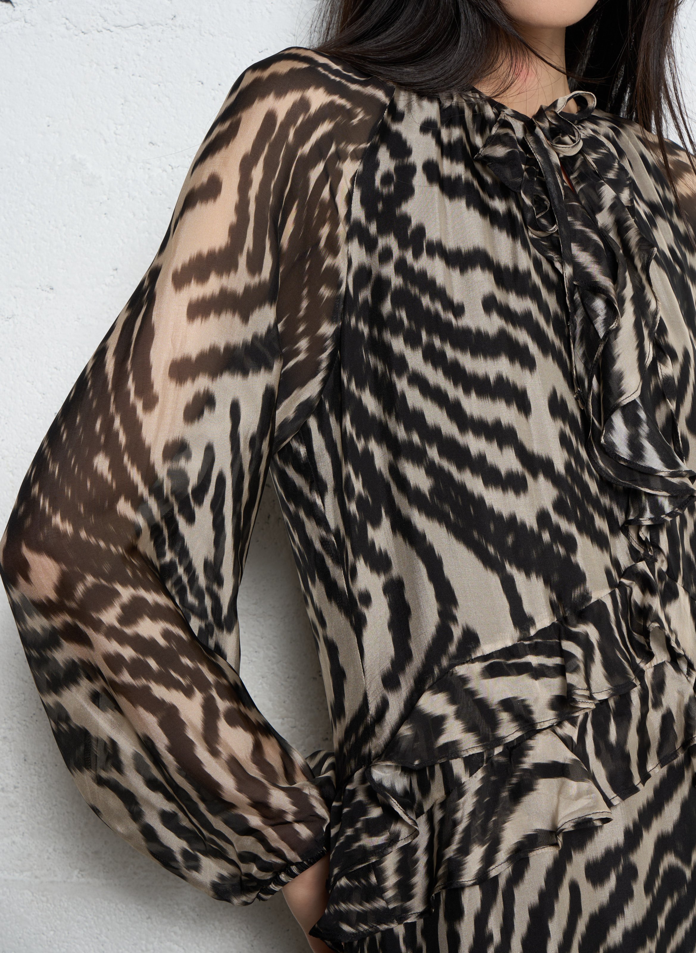 Printed v-neck midi dress IKKS Black