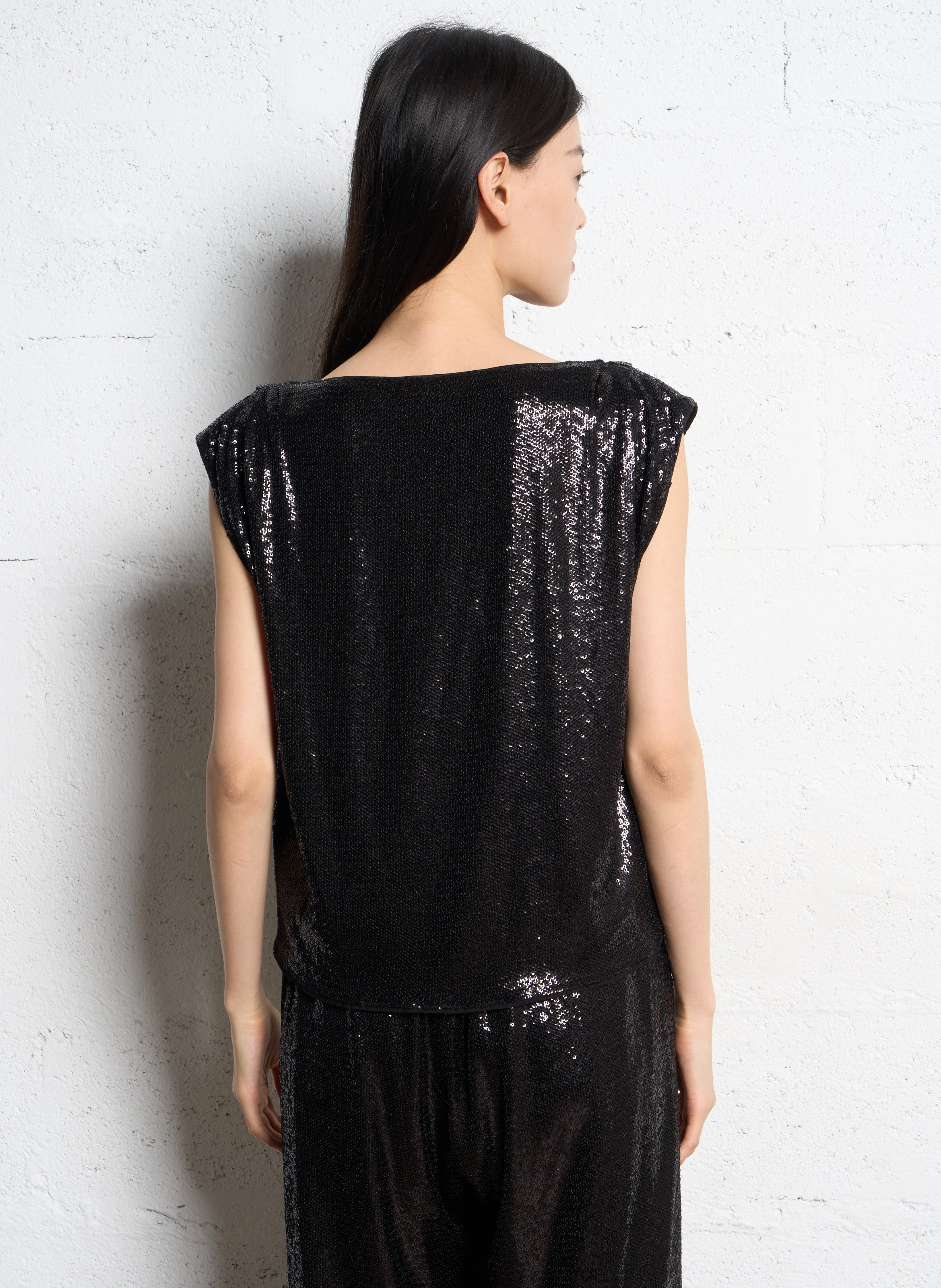 Oversize-Top mit Pailletten SUNCOO Schwarz