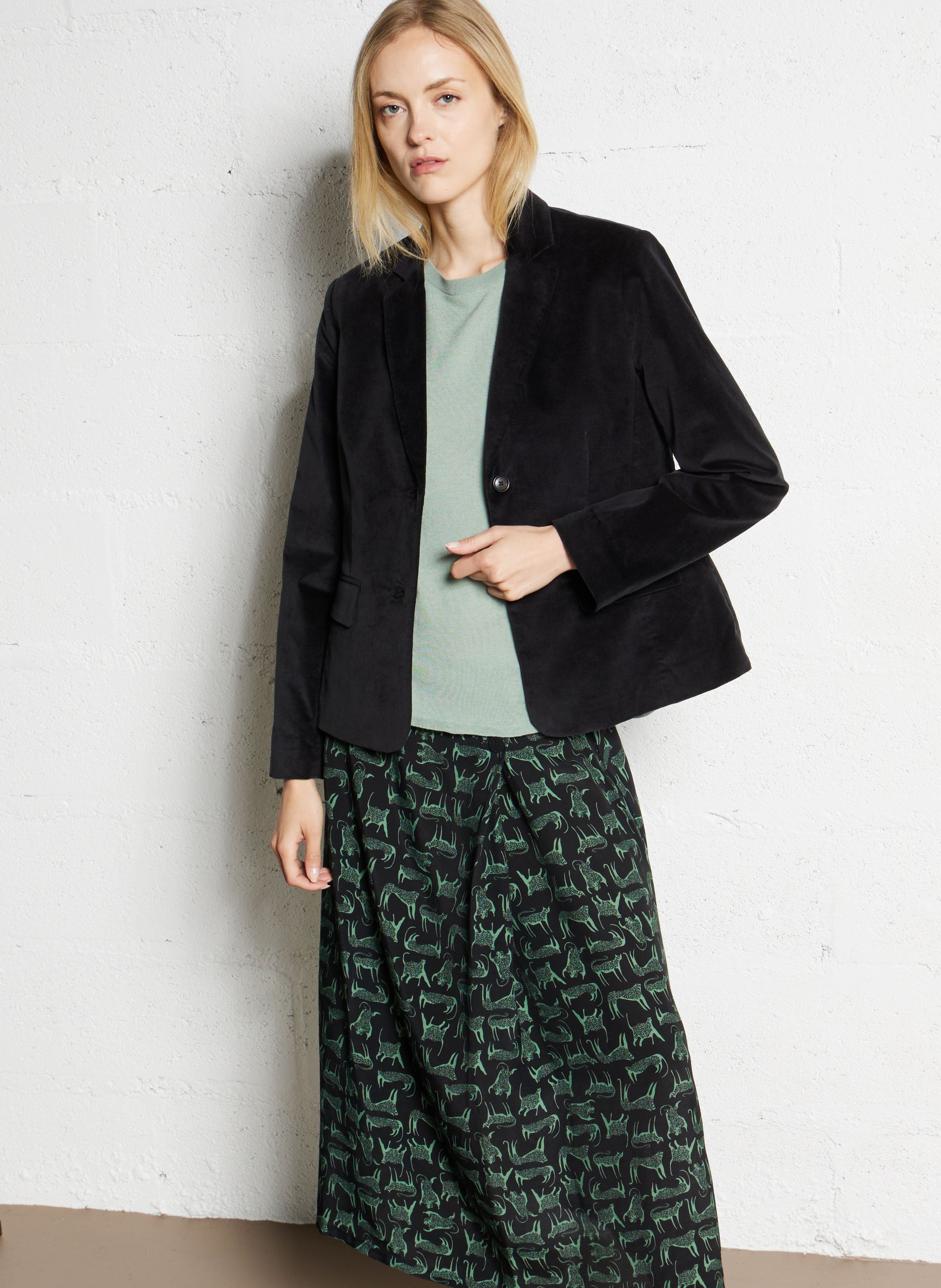 Veste droite en coton mélangé NICE THINGS Noir