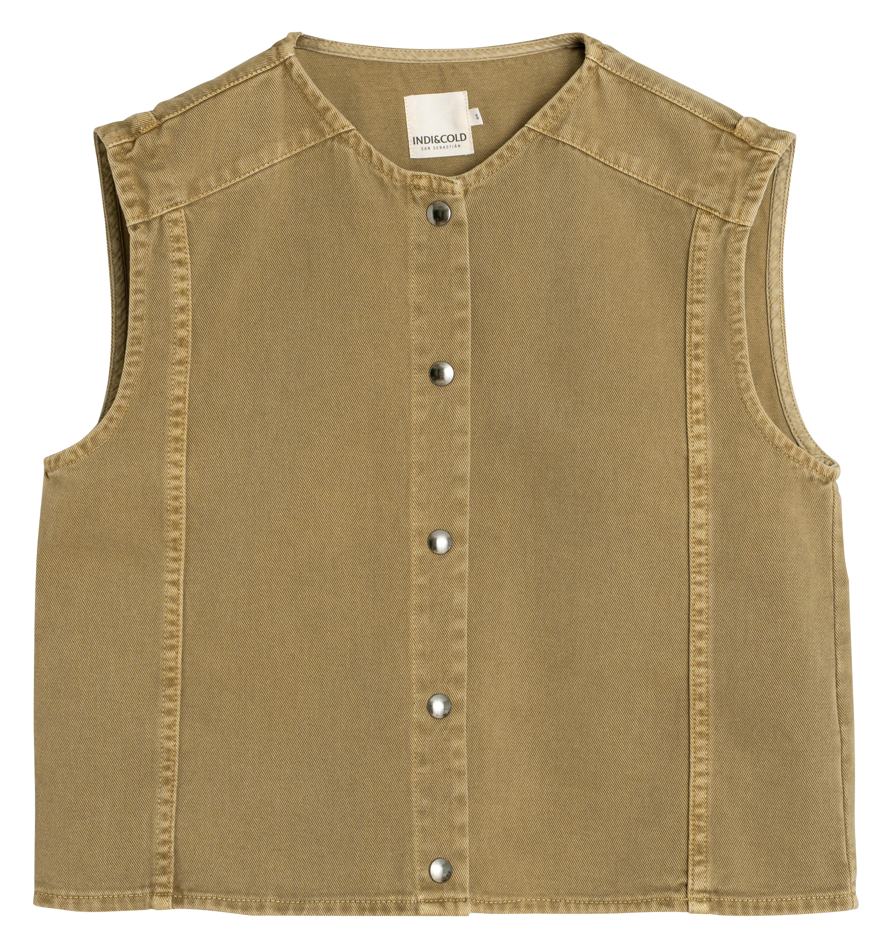 Veste ample col rond en coton INDI & COLD Vert