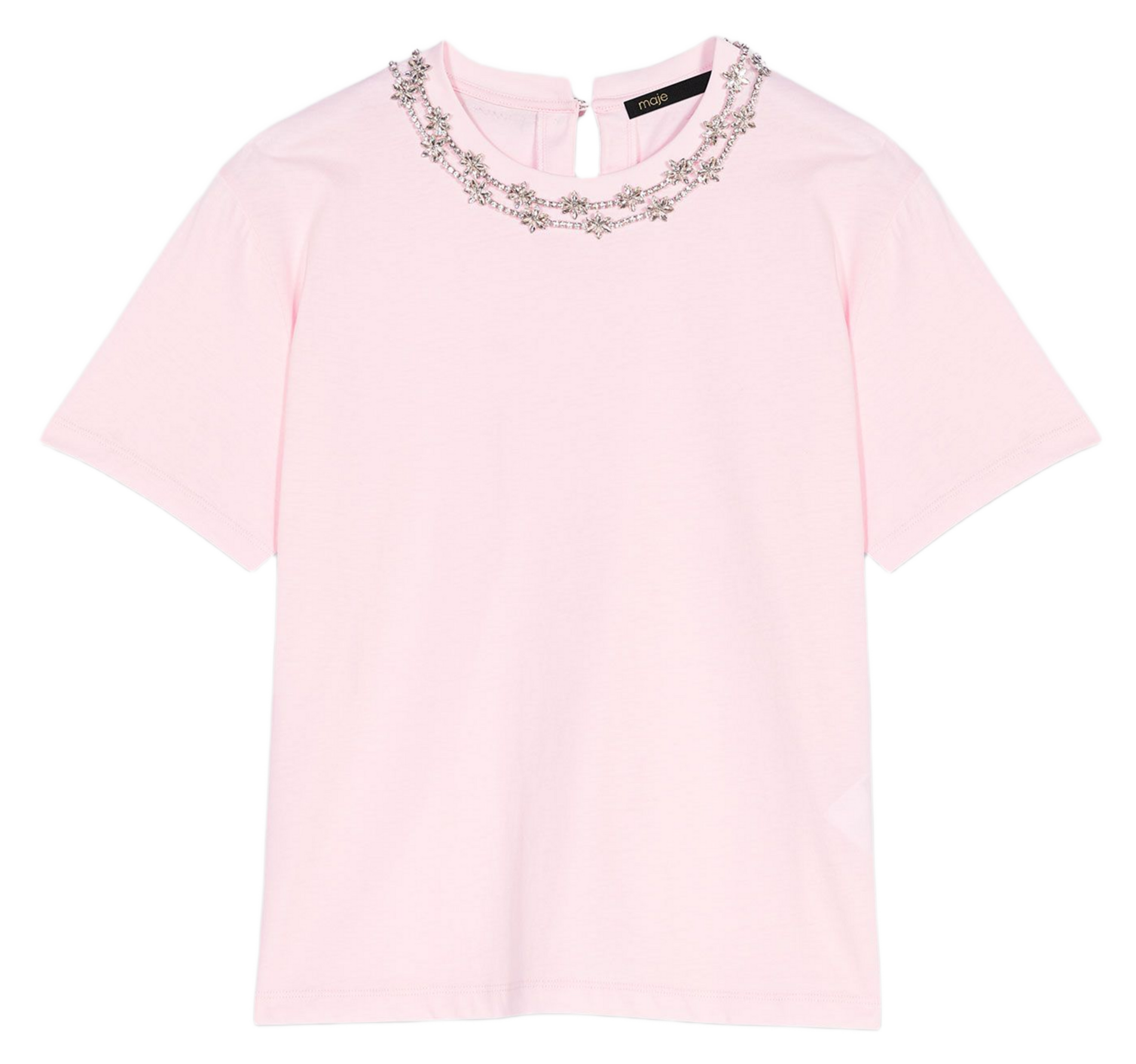 Tee-shirt col rond en coton MAJE Rose
