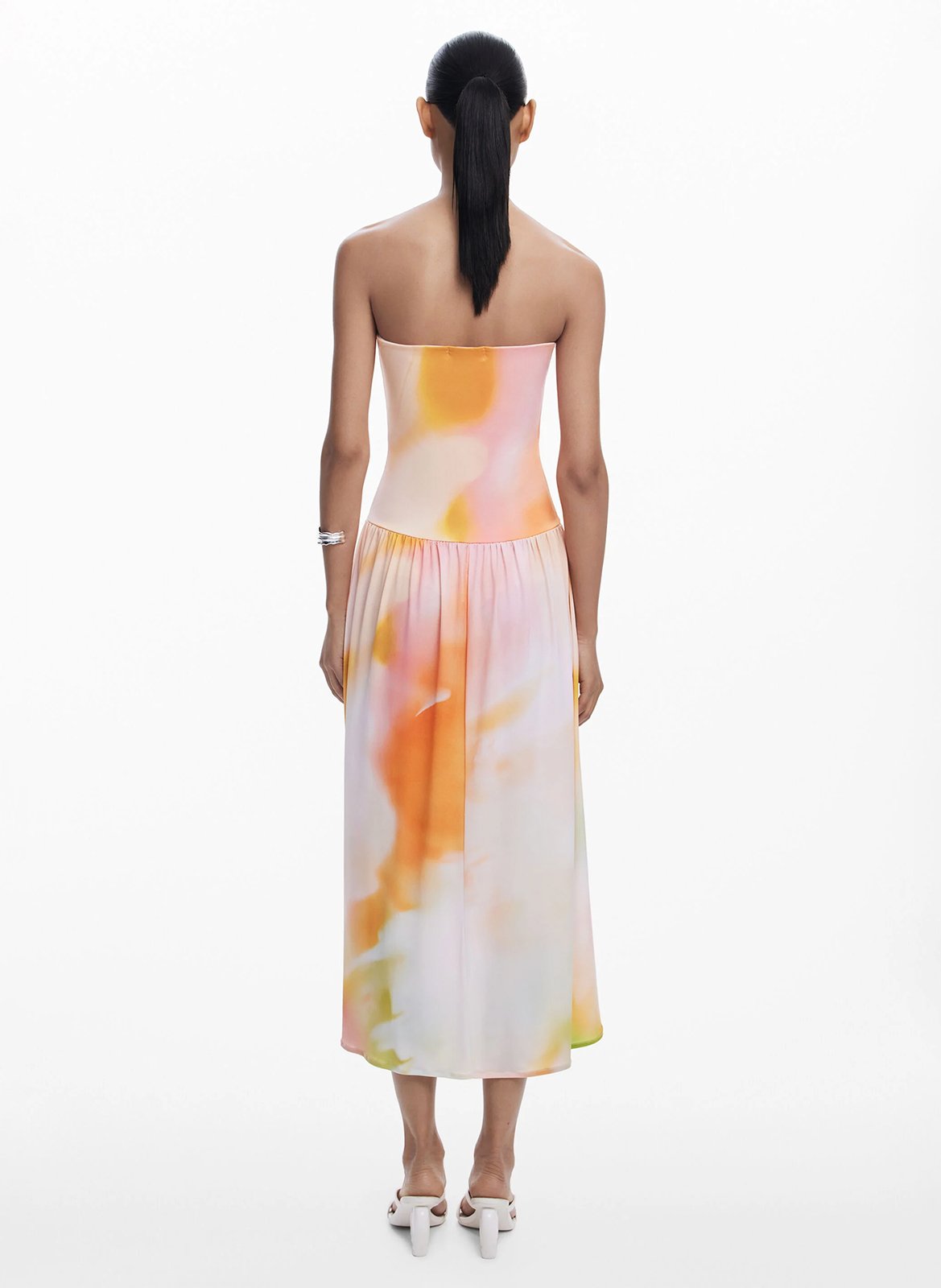 Robe midi bustier 2 en 1 imprimée DESIGUAL Blanc