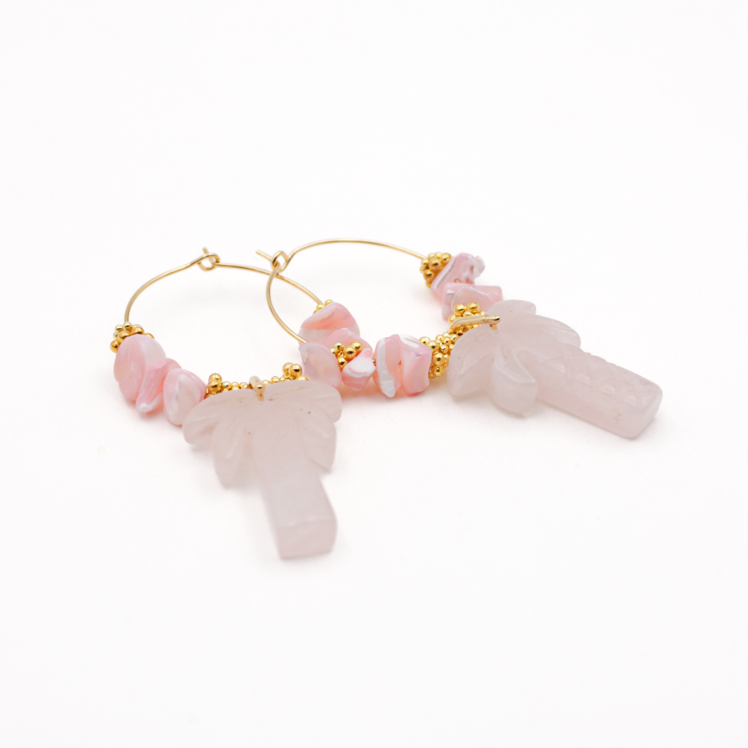 Palm Tree Crunch Hoop Earrings - Christelle L'ATELIER DES DAMES Golden