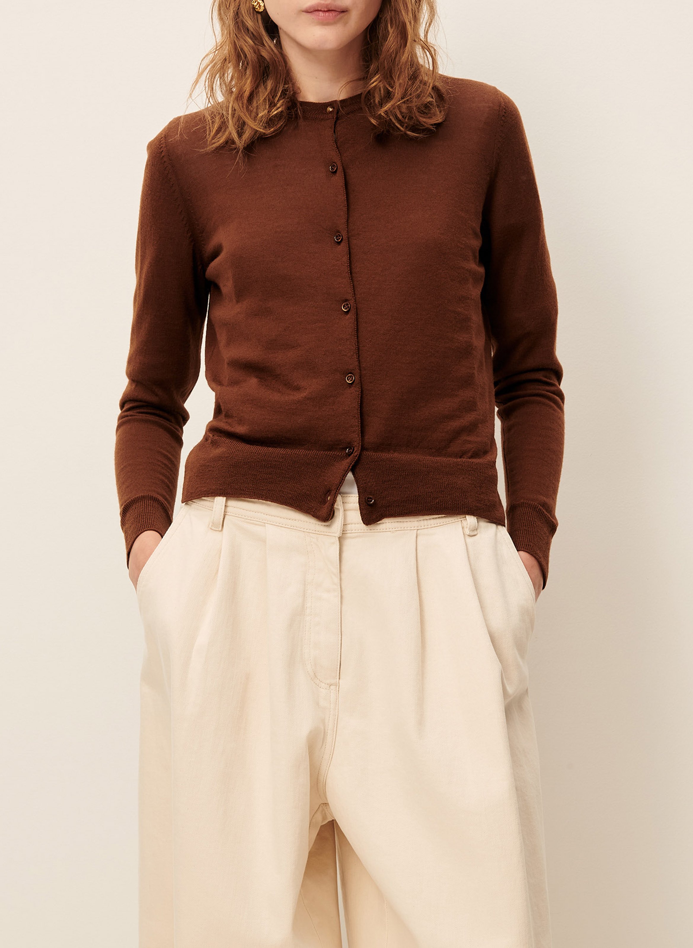 Round-neck wool cardigan SESSUN