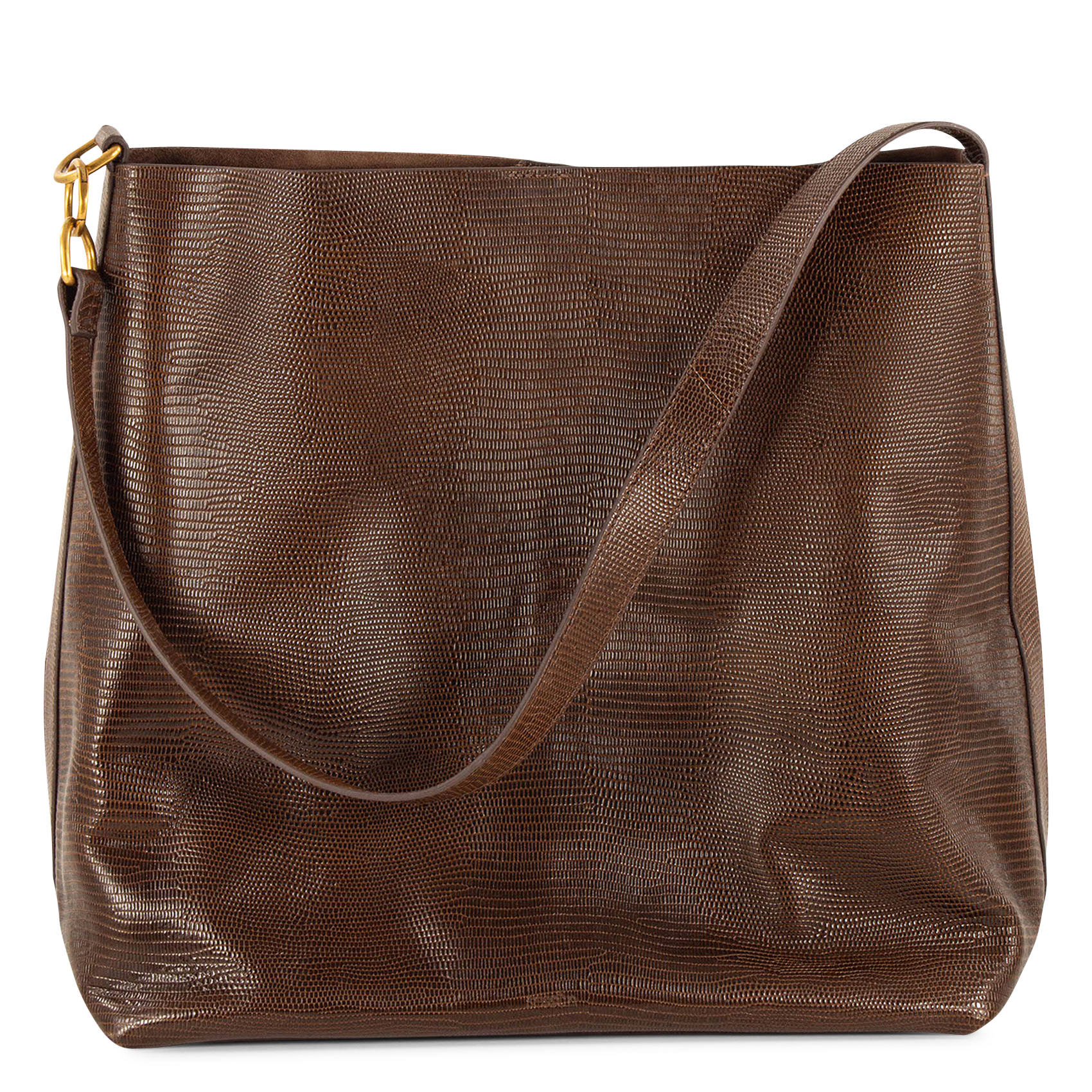 Grand cabas imprimé lézard en cuir SESSUN Marron