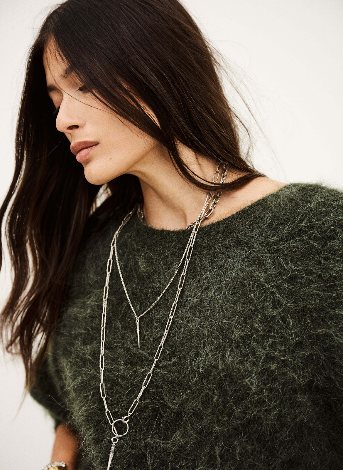 Pull oversize col rond en laine mélangée BA&SH Kaki