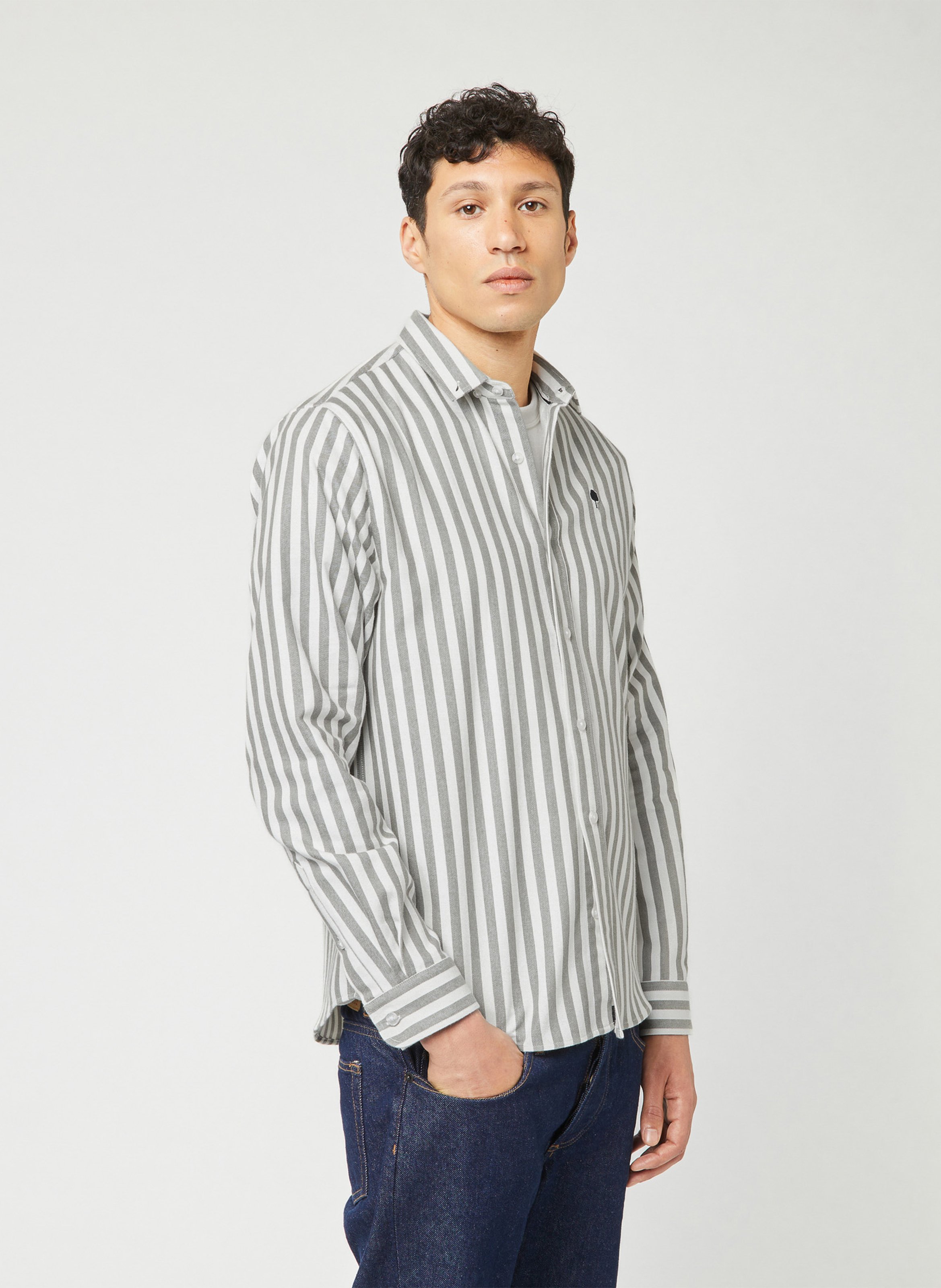 Chemise col classique en coton FAGUO Kaki