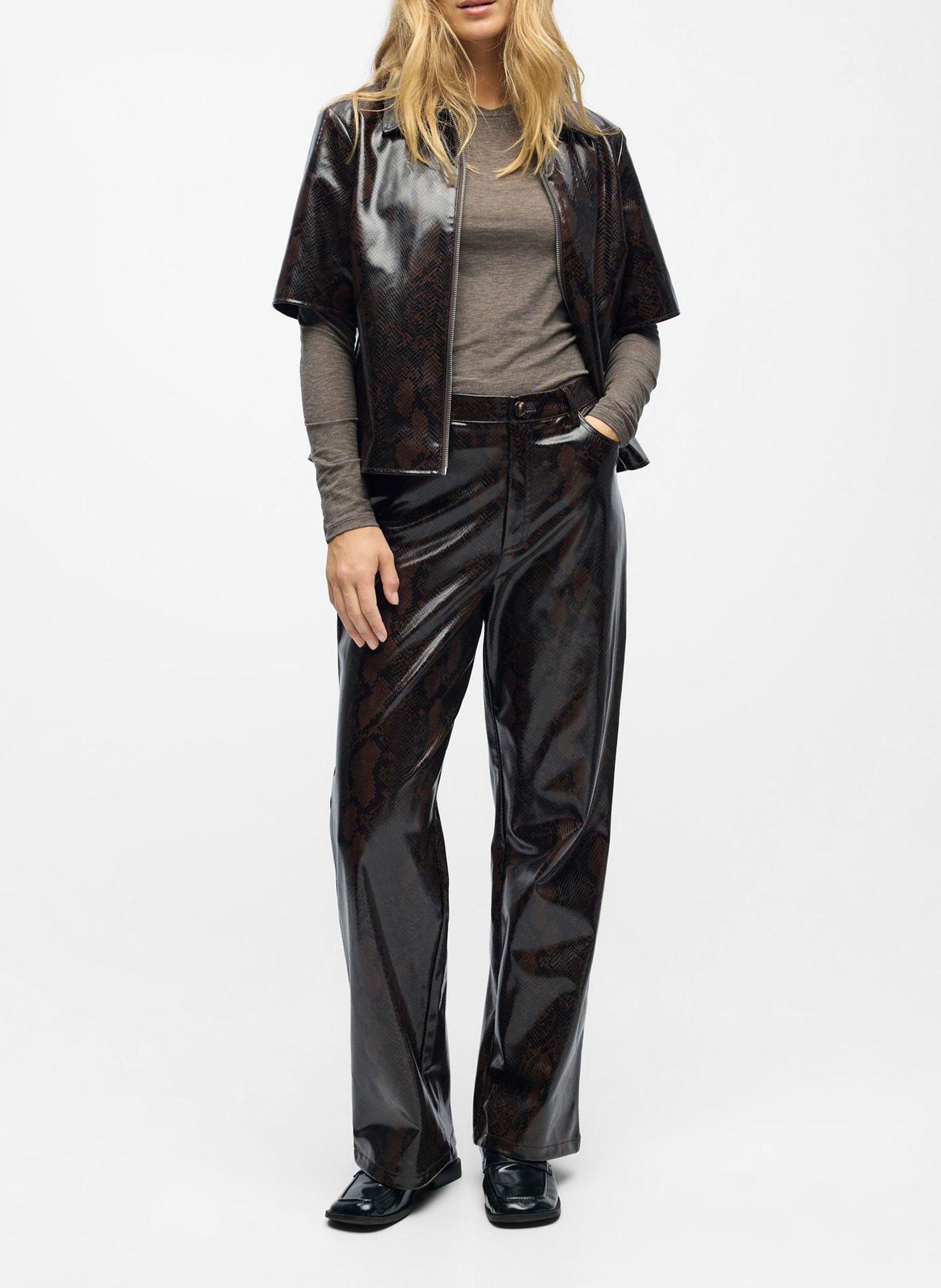 Wijde broek python OBJECT Bruin