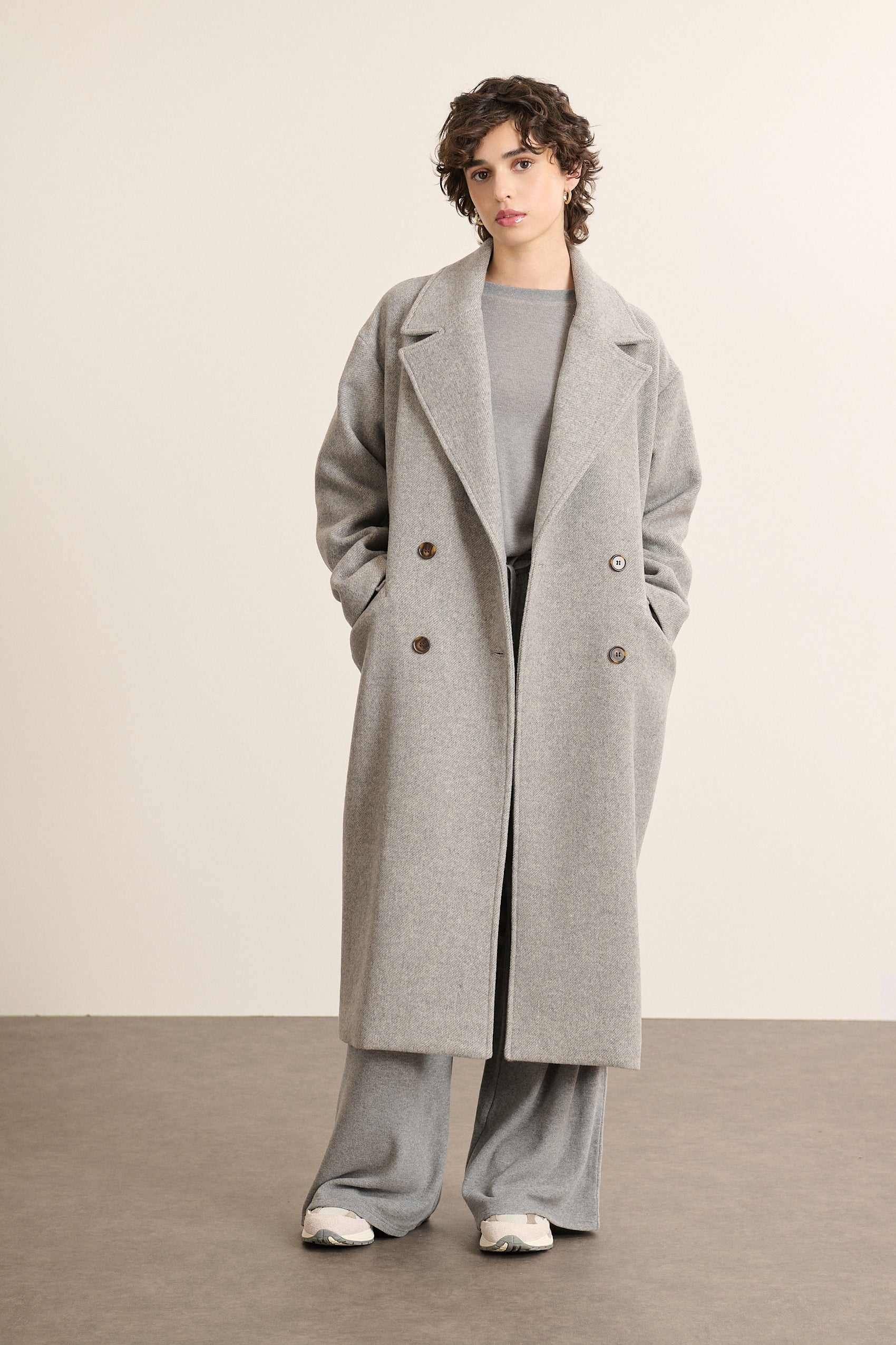 Oversized long wool blend coat GARANCE PARIS Grey