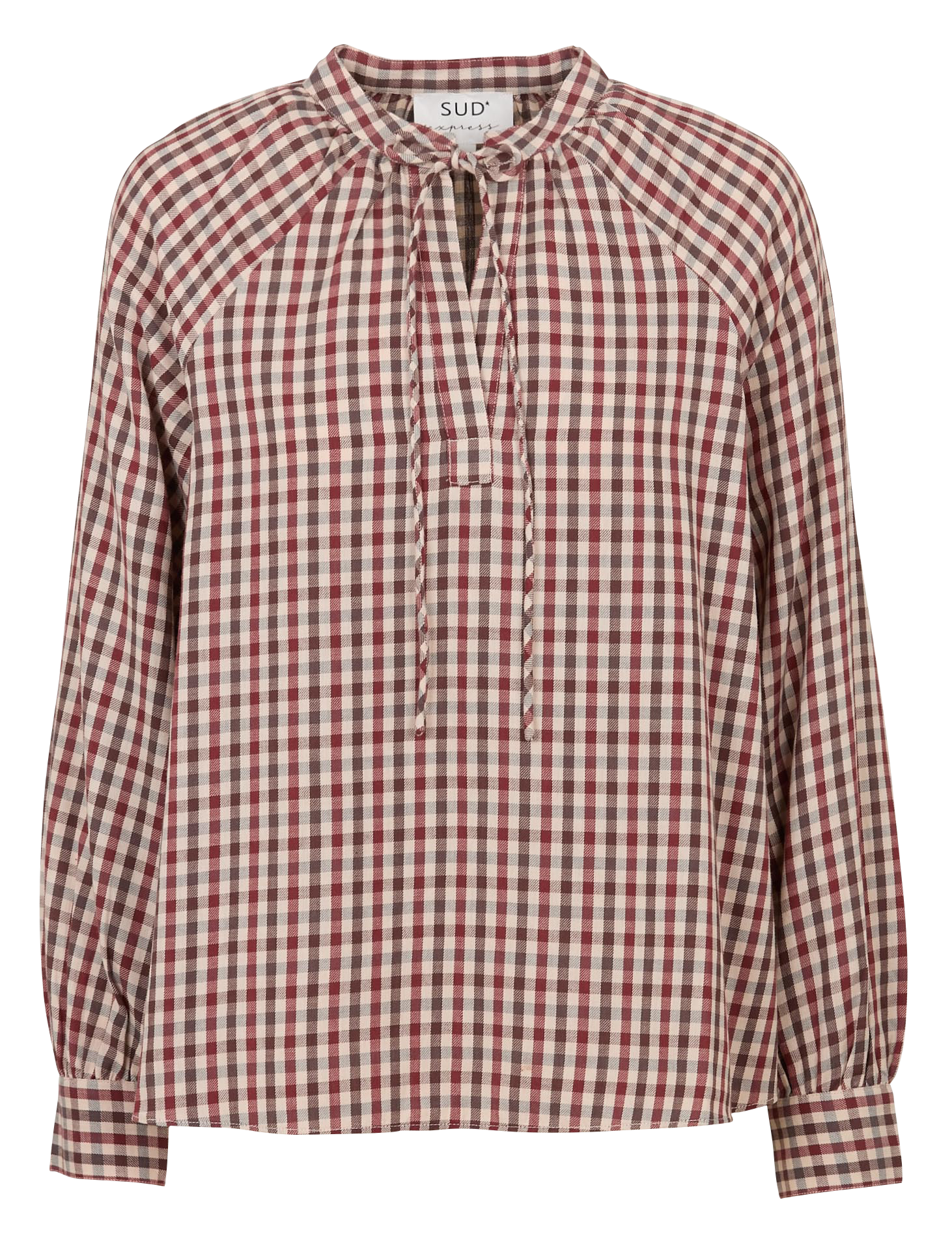 Blouse col rond à carreaux SUD EXPRESS Rouge