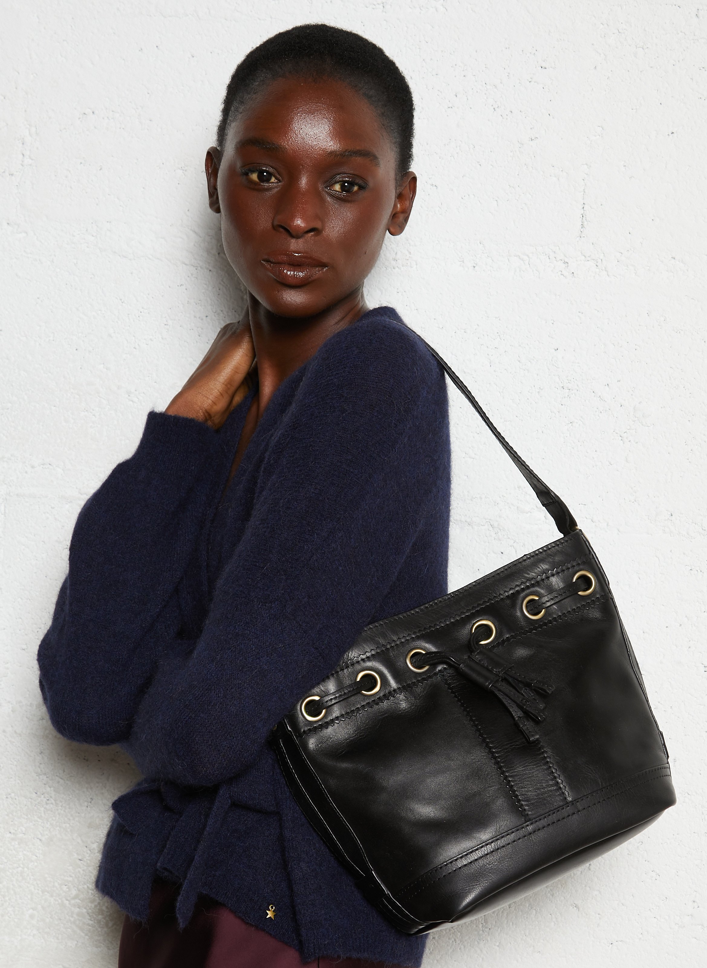 Sac seau en cuir MAISON 123 Noir