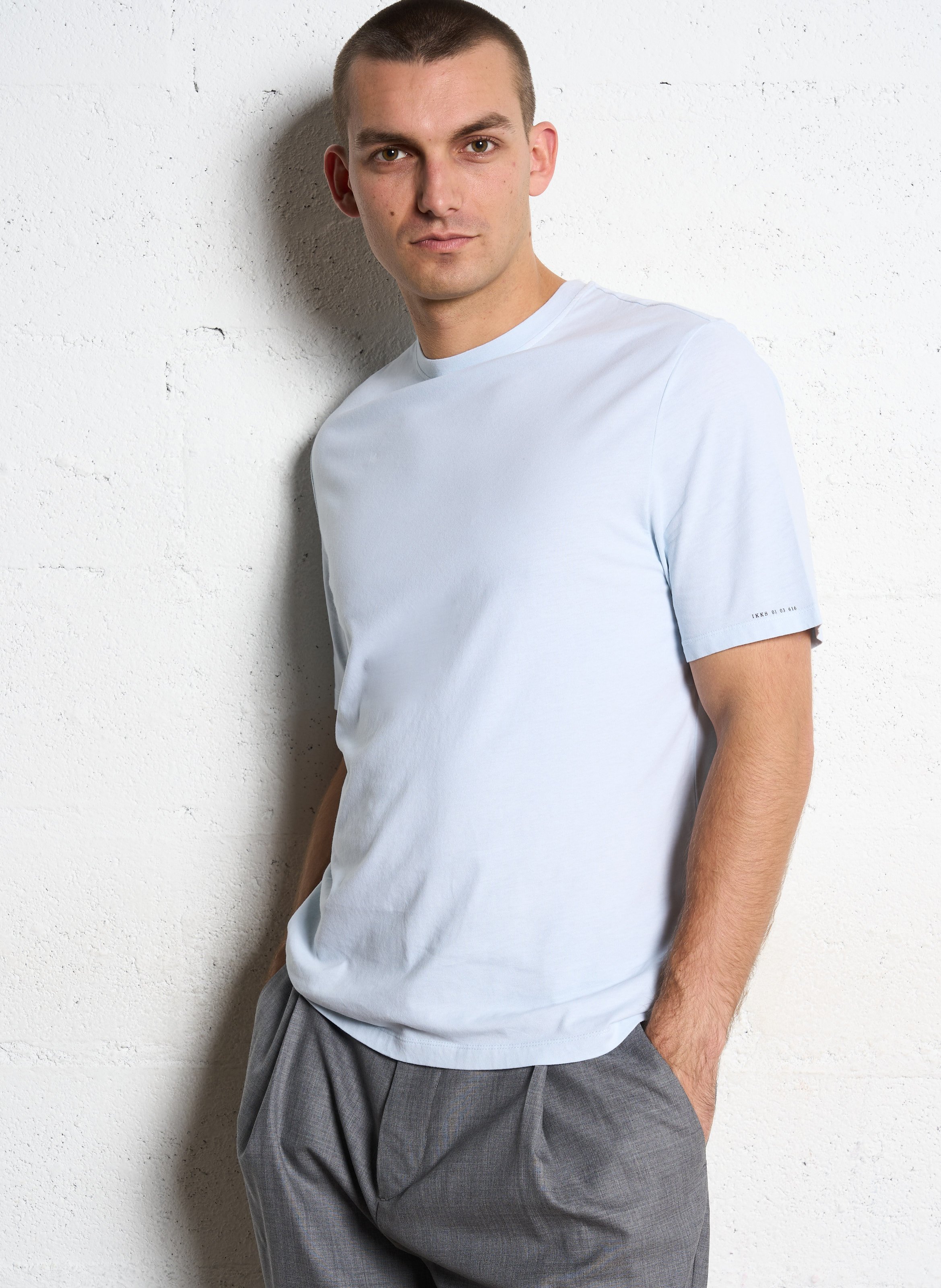 Tee-shirt droit col rond en coton IKKS Bleu