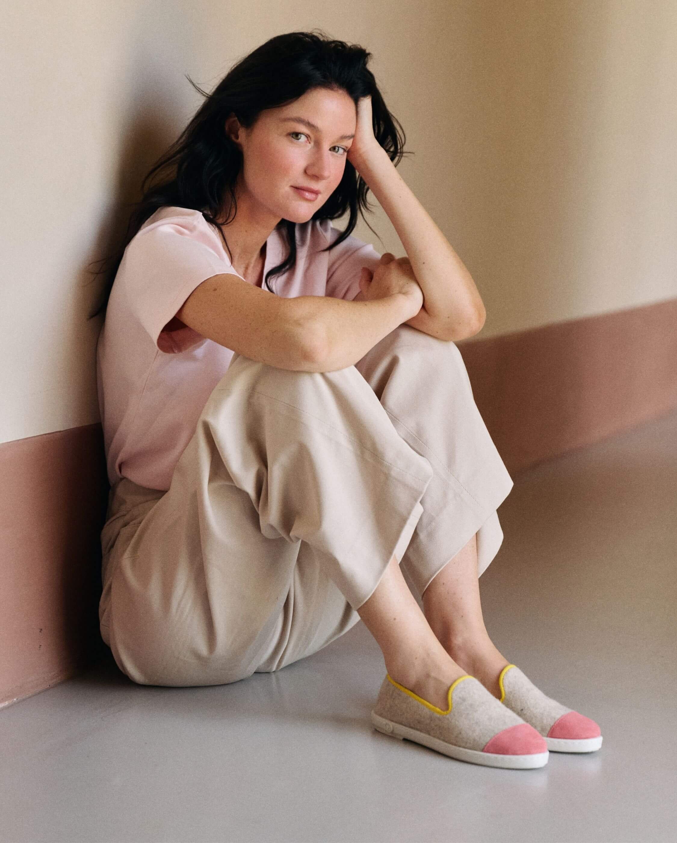 Women's slipper Bruson, beige wool blend ANGARDE Beige