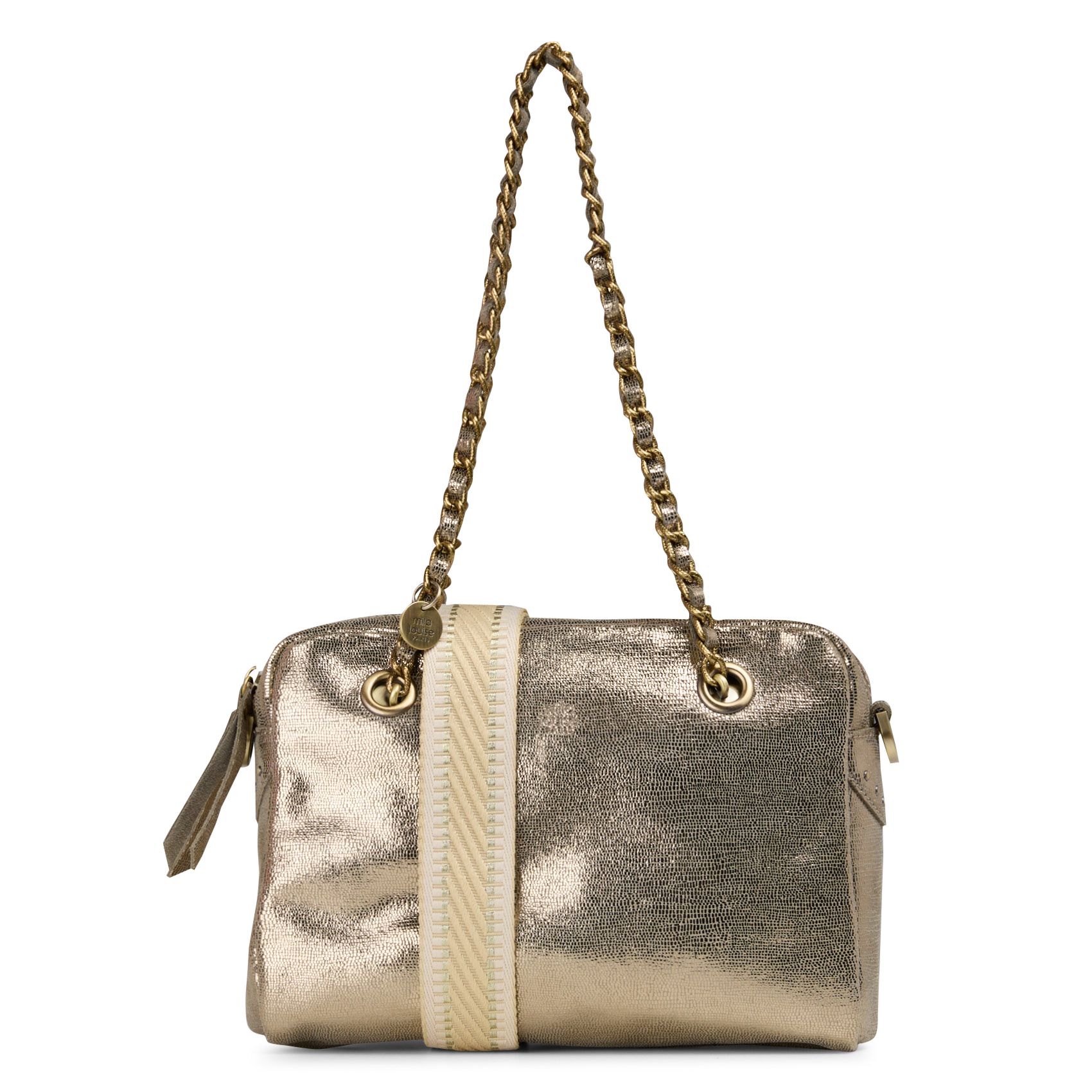 Schoudertas met dubbele compartimenten van leer MILA LOUISE Groen