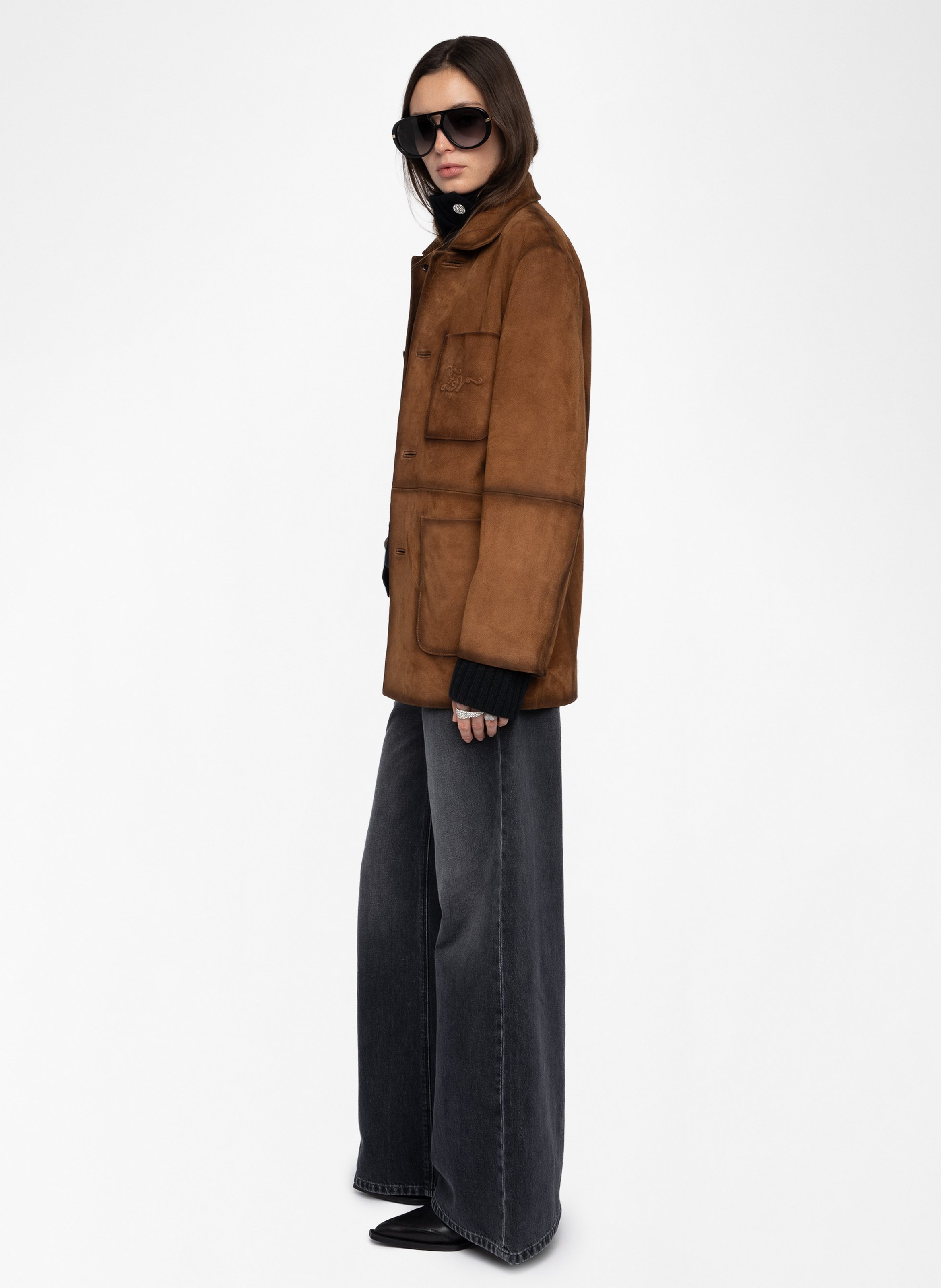 Leather jacket with classic collar ZADIG&VOLTAIRE Brown