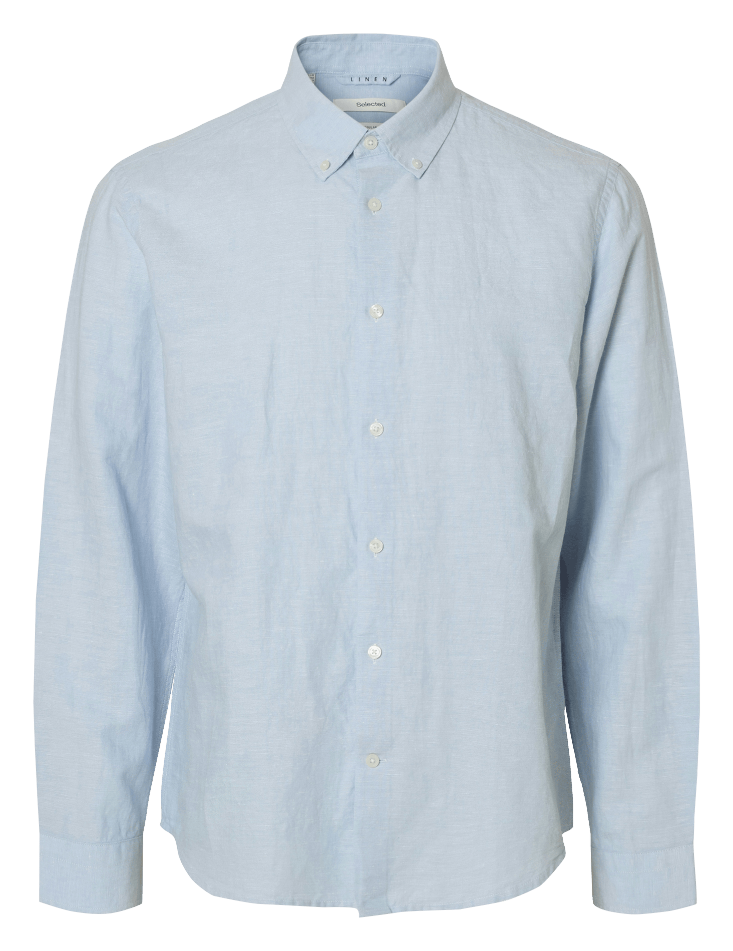 Regular-fit blouse van linnenmix SELECTED Blauw