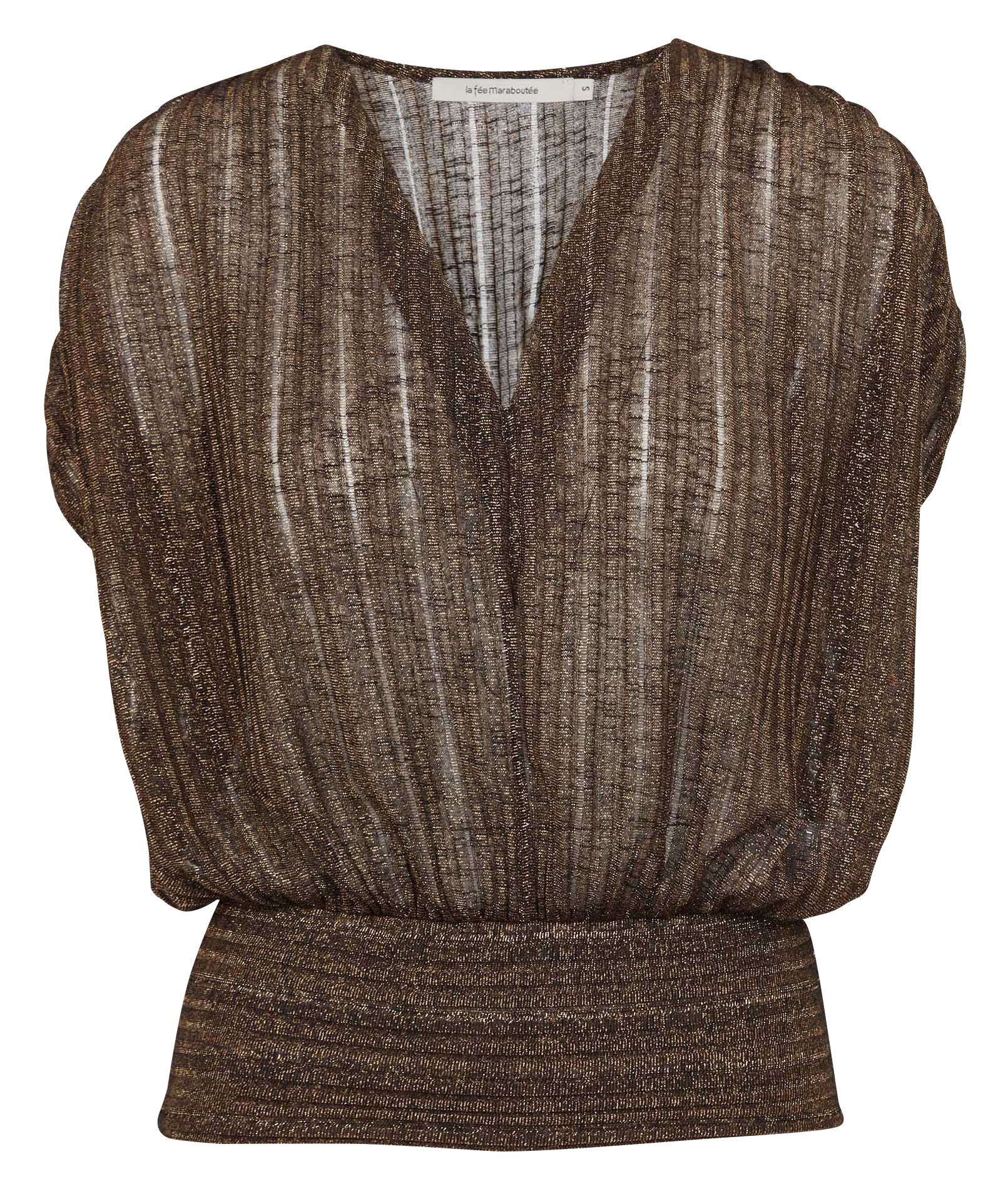 Buttoned printed V-neck top LA FEE MARABOUTEE Black