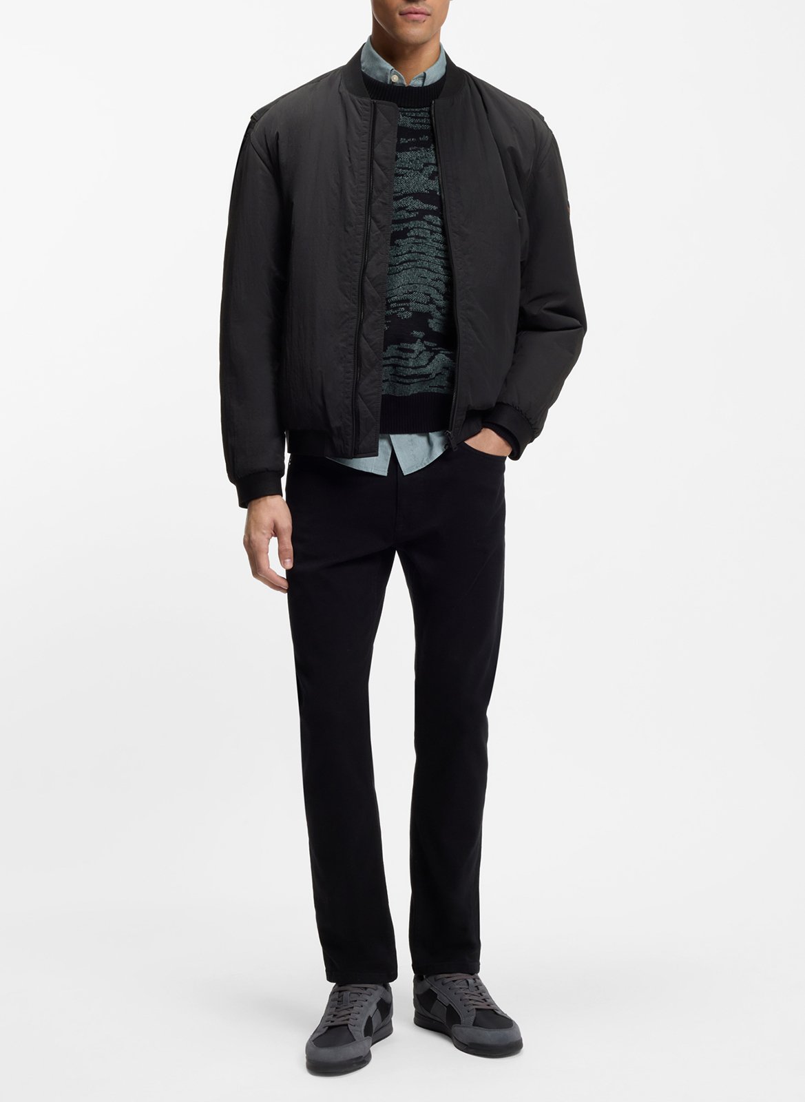 Straight teddy collar jacket BOSS Black