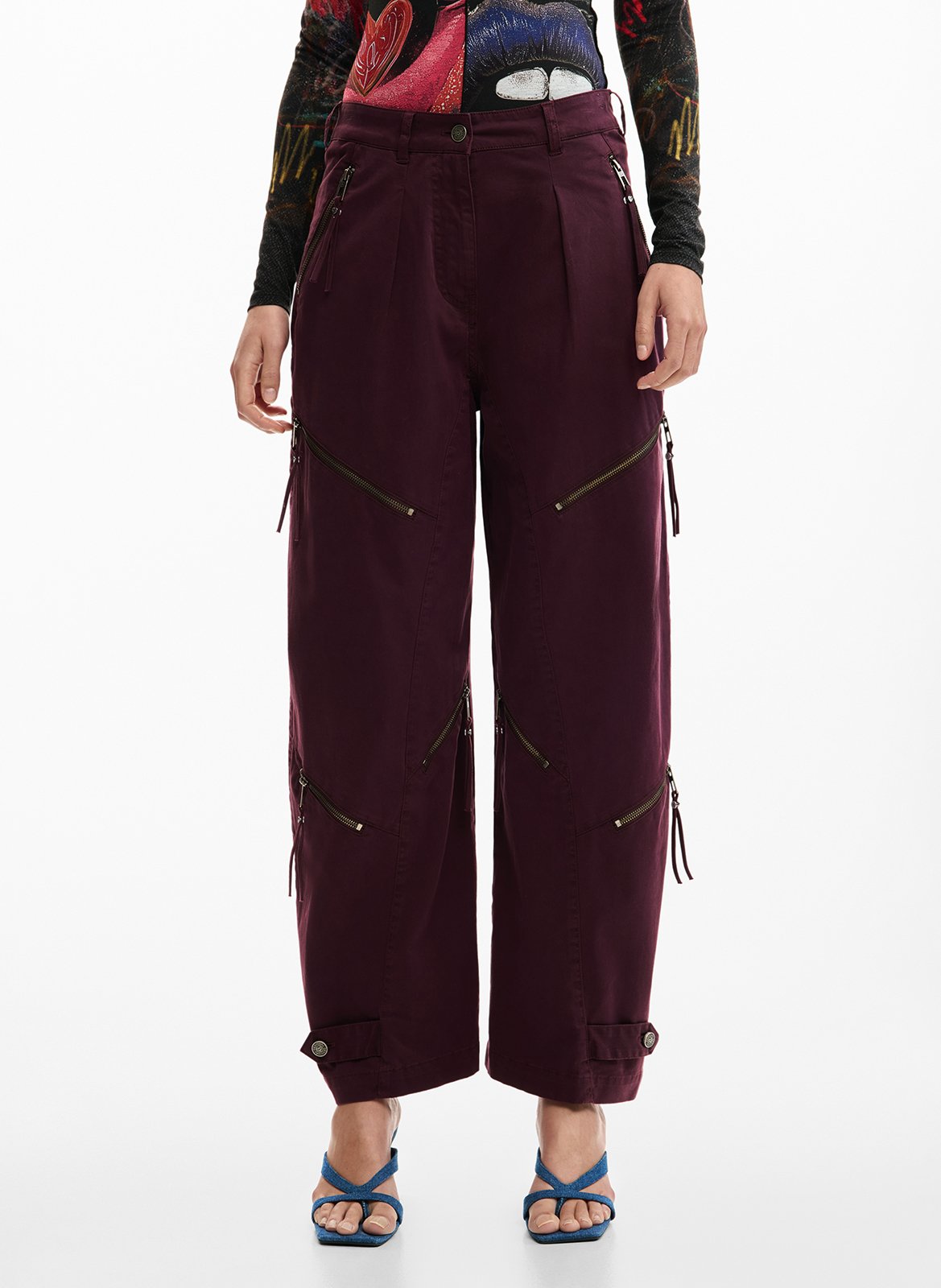 Pantalon large en coton mélangé DESIGUAL Rouge