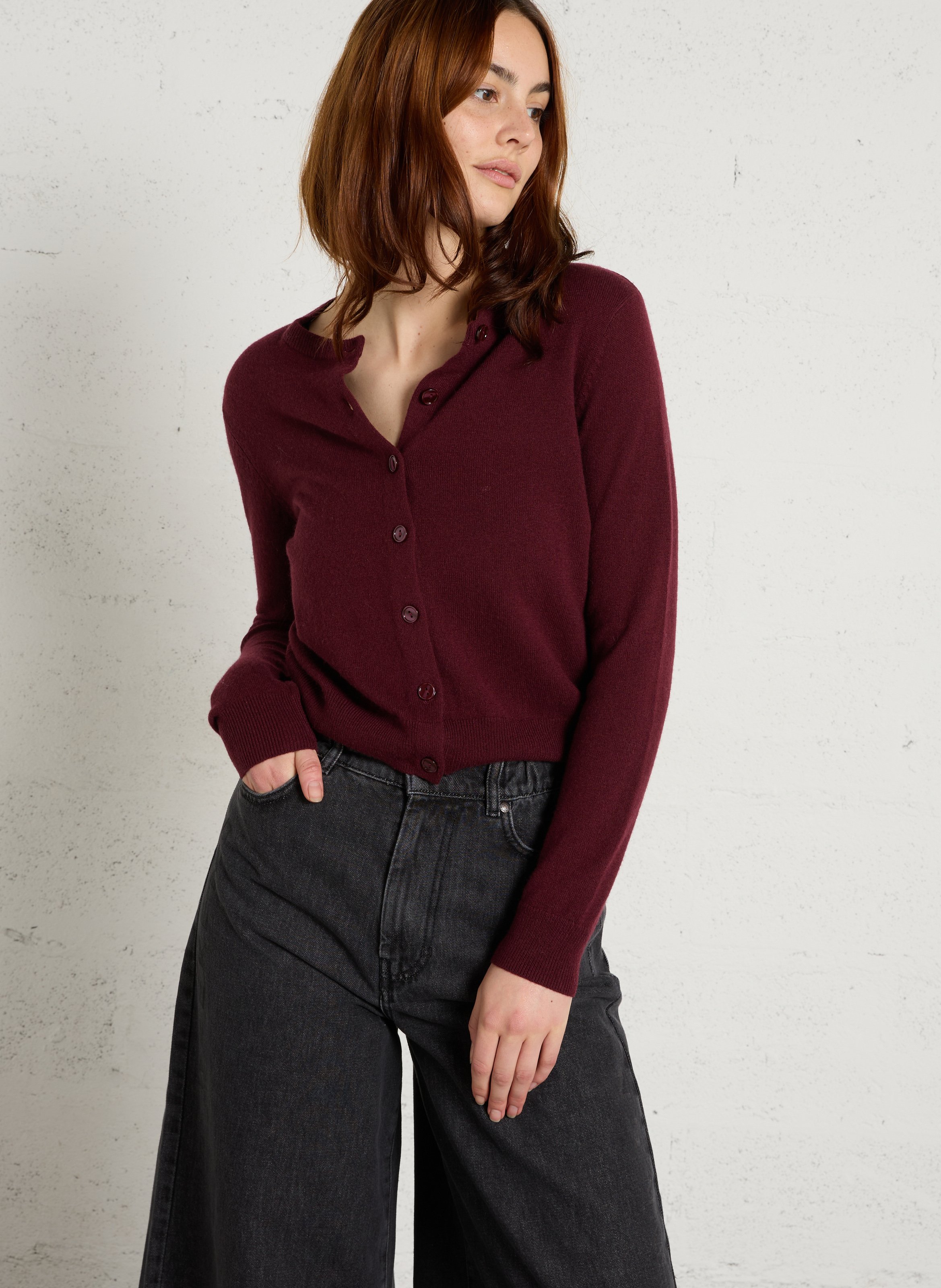 Solid wool and cashmere cardigan MAX MARA WEEK END Red