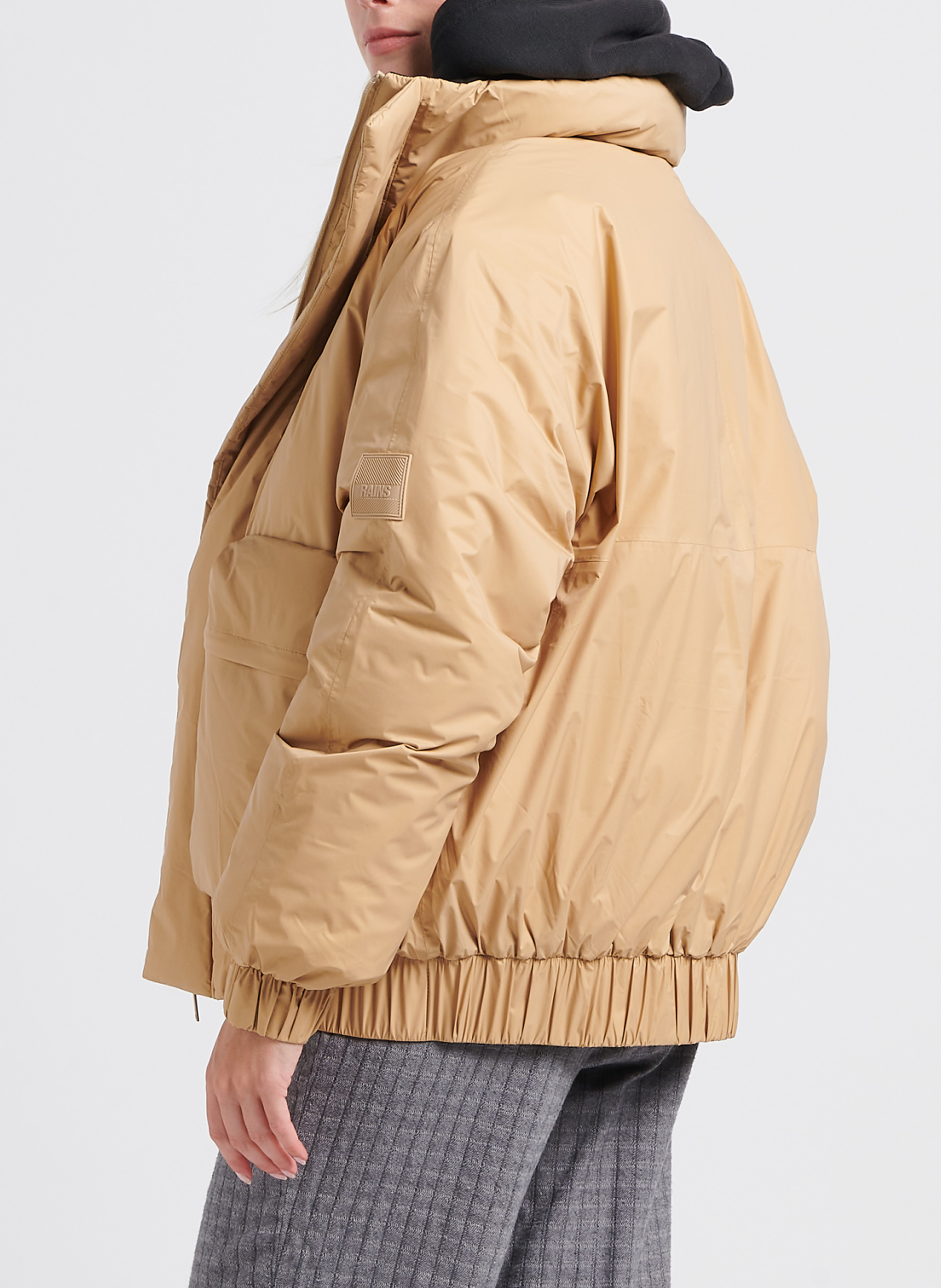 Doudoune col montant ample RAINS Beige