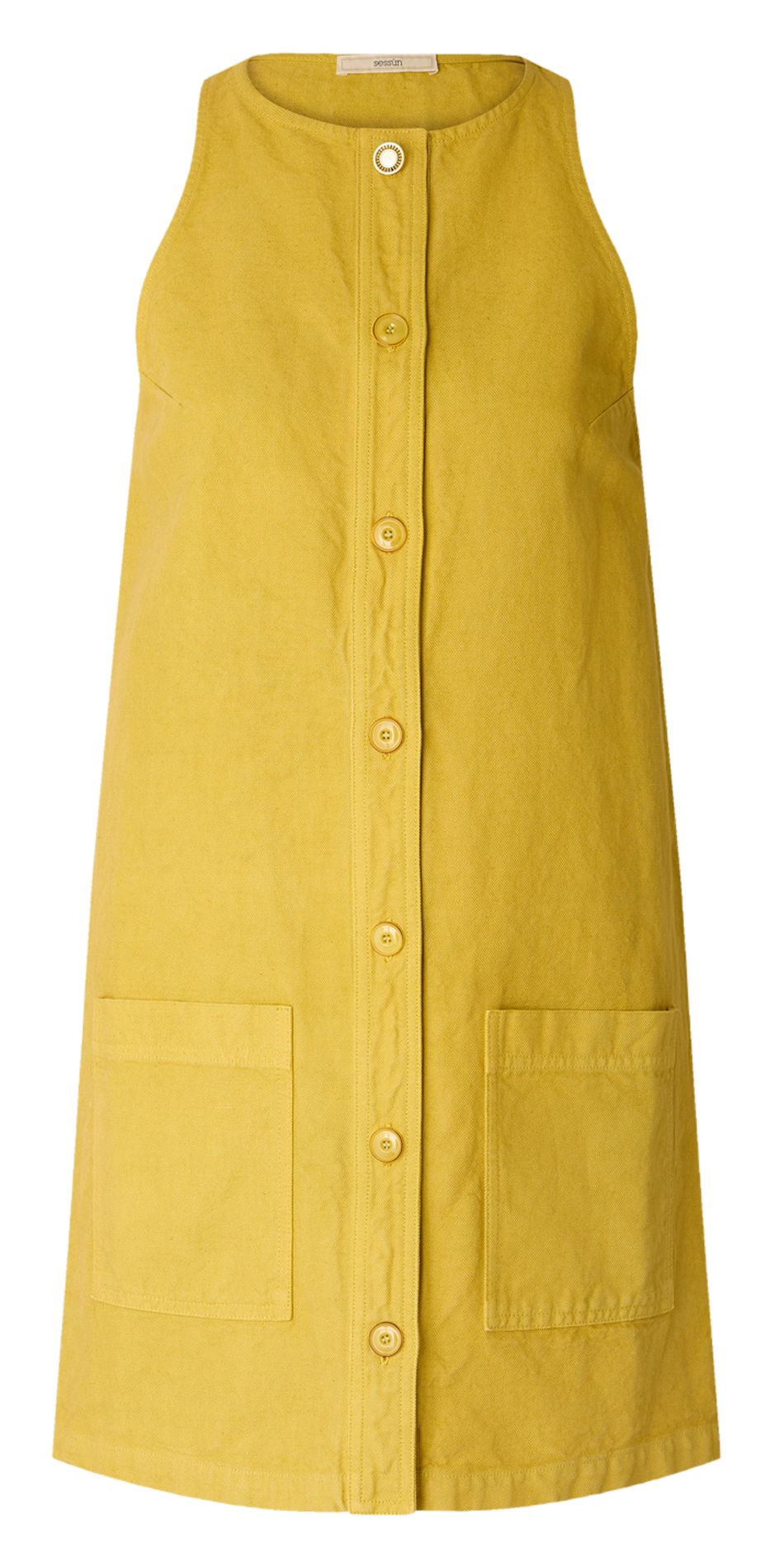 Kurzes Kleid mit Rundhalsausschnitt aus Baumwolle und Leinenmischung SESSUN Gelb